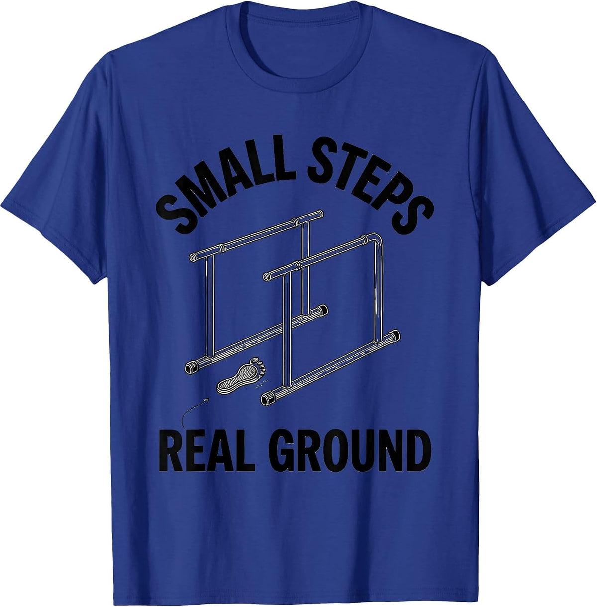 Small Steps Real Ground Line Art OT PT Therapist Gift T-Shirt - Royal Blue