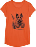 Scottish Terrier Dog Scottie Running Design T-Shirt - Girls Orange