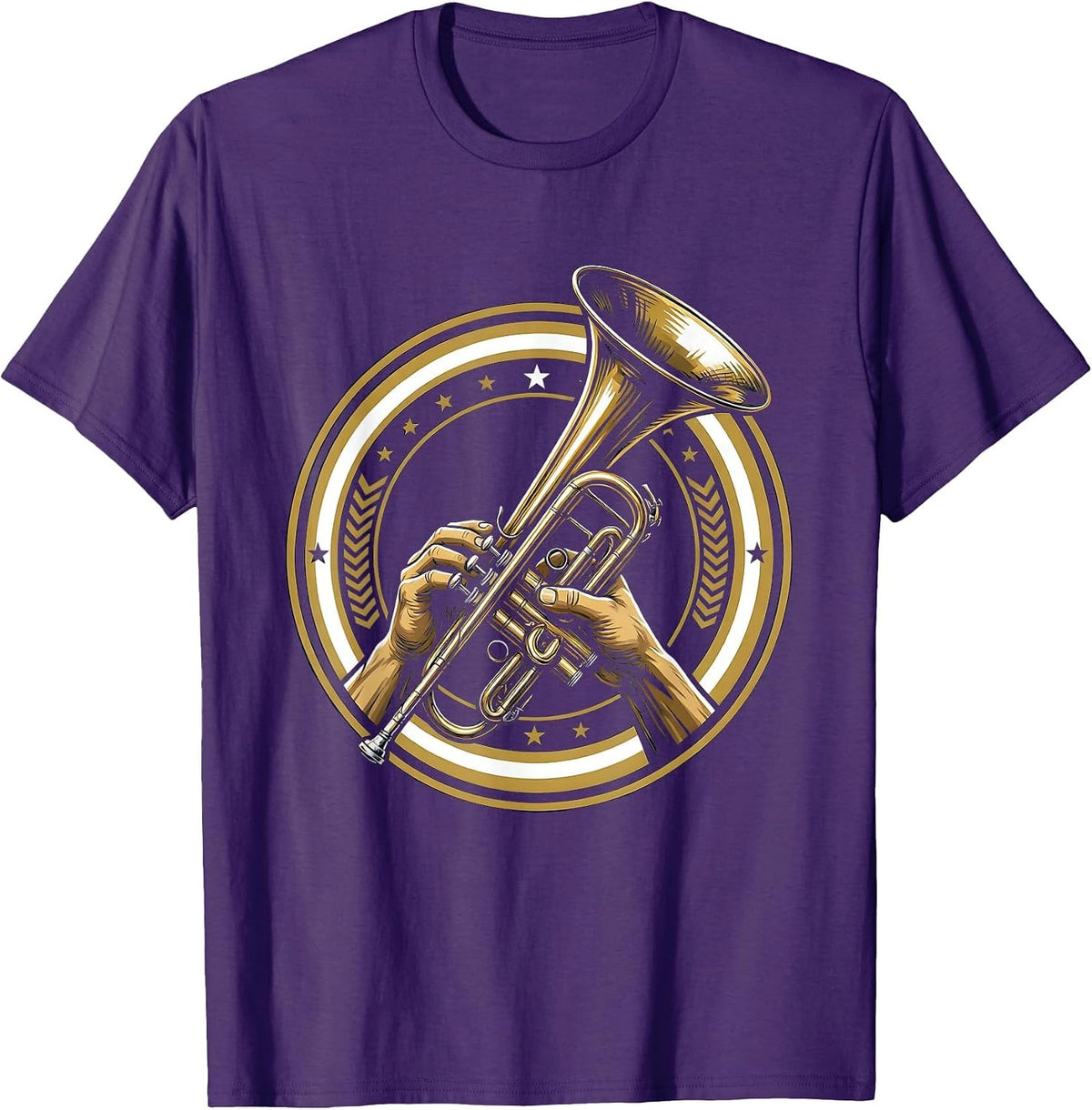 Band Mom Trumpet Polishing Graphic Design T-Shirt - Purple