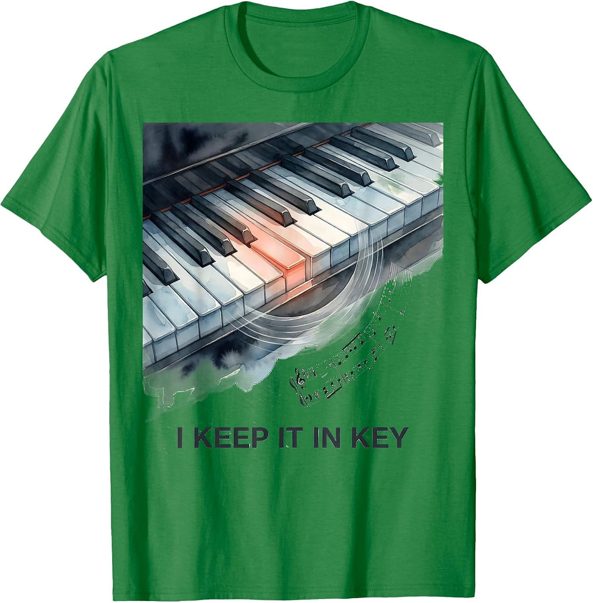 Men's I Keep It In Key Funny Pianist Keyboard Player Gift Idea T-Shirt - Kelly Green