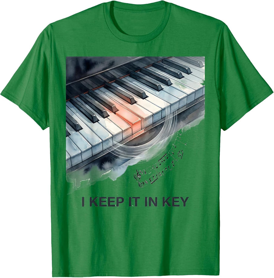 Men's I Keep It In Key Funny Pianist Keyboard Player Gift Idea T-Shirt - Kelly Green