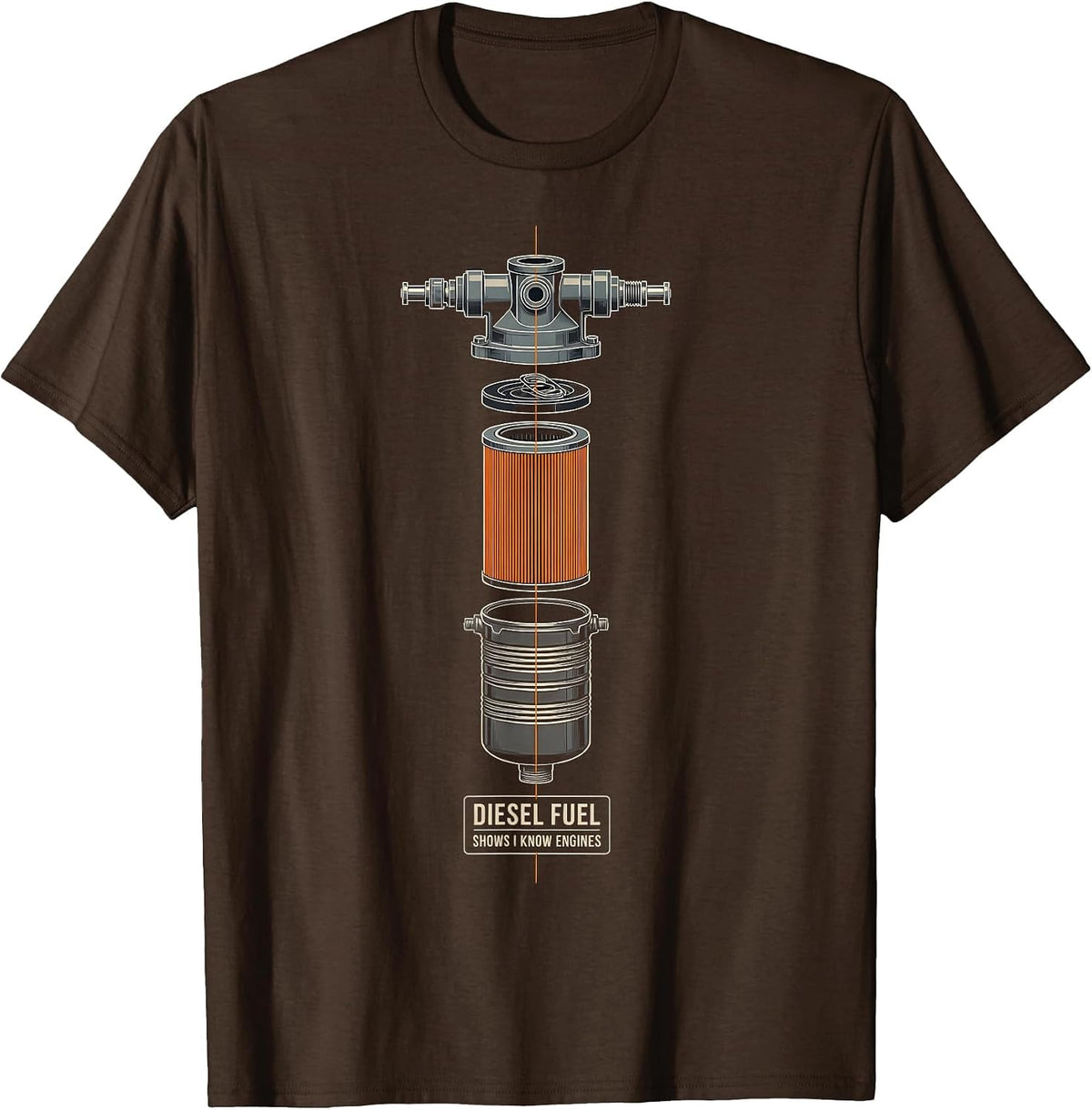 Diesel Fuel Shows I Know Engines Funny Diesel Mechanic Gift T-Shirt - Brown