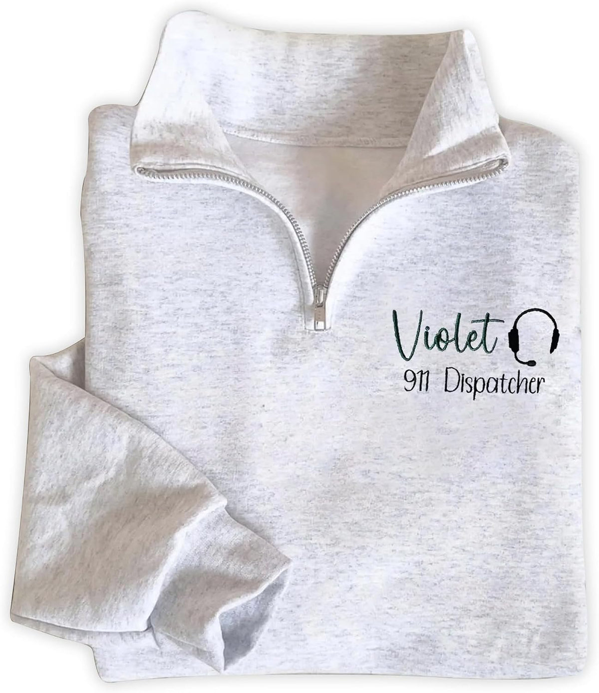 Personalized Embroidered 911 Dispatcher Quater Zip Sweatshirt, Fire police Dispatch, Paramedic, Firefighter - M1
