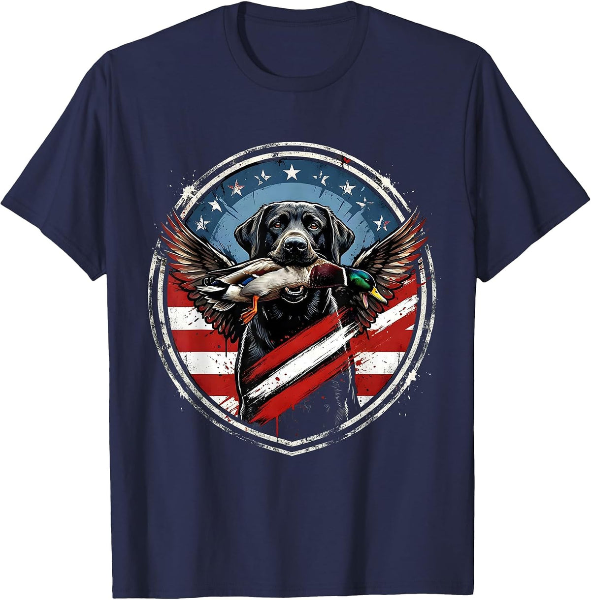Duck Camo Hunting Retriever with Duck Graphic T-Shirt - Navy Blue