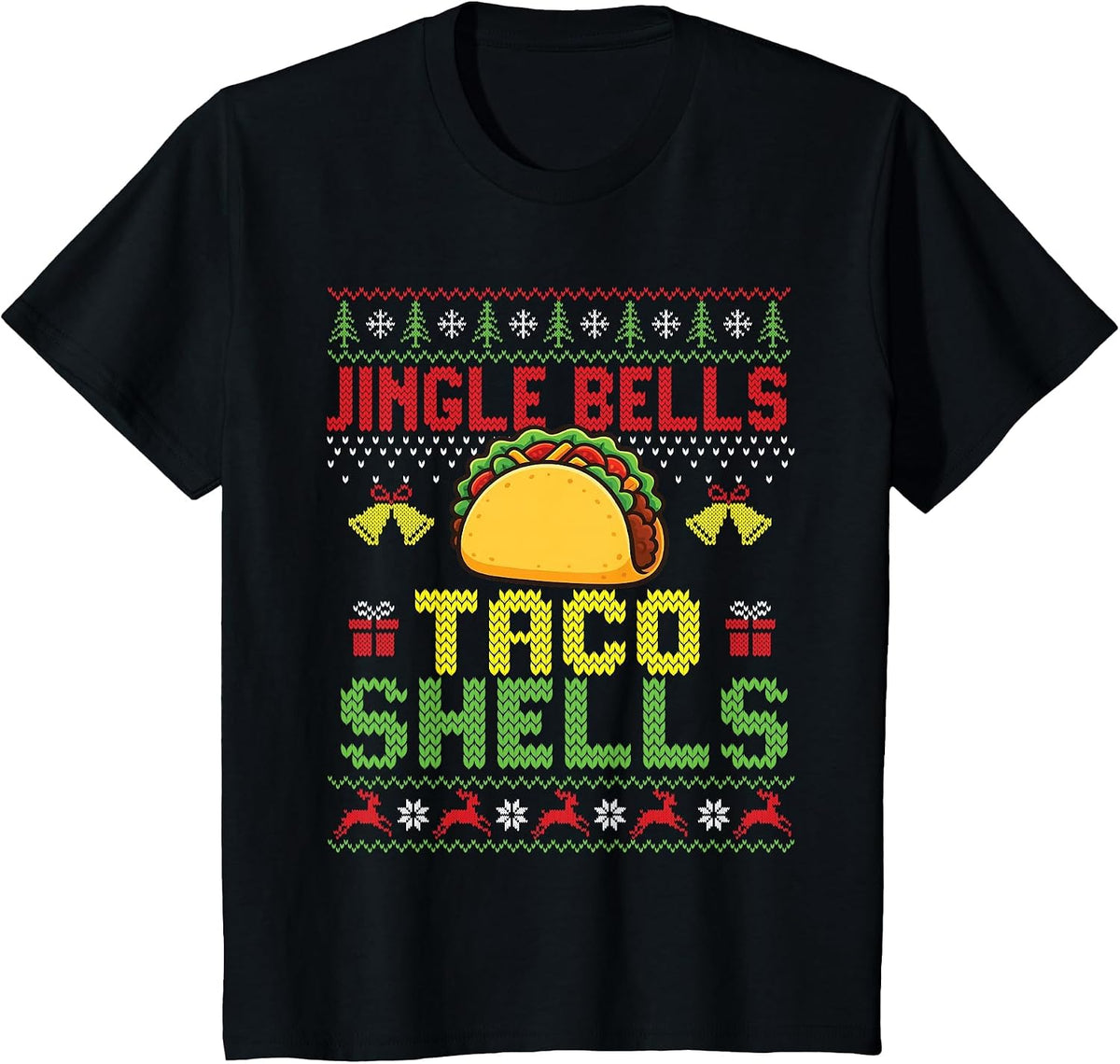 Jingle Bells Taco Shells - Taco Lover Mexican Food Xmas T-Shirt - Black