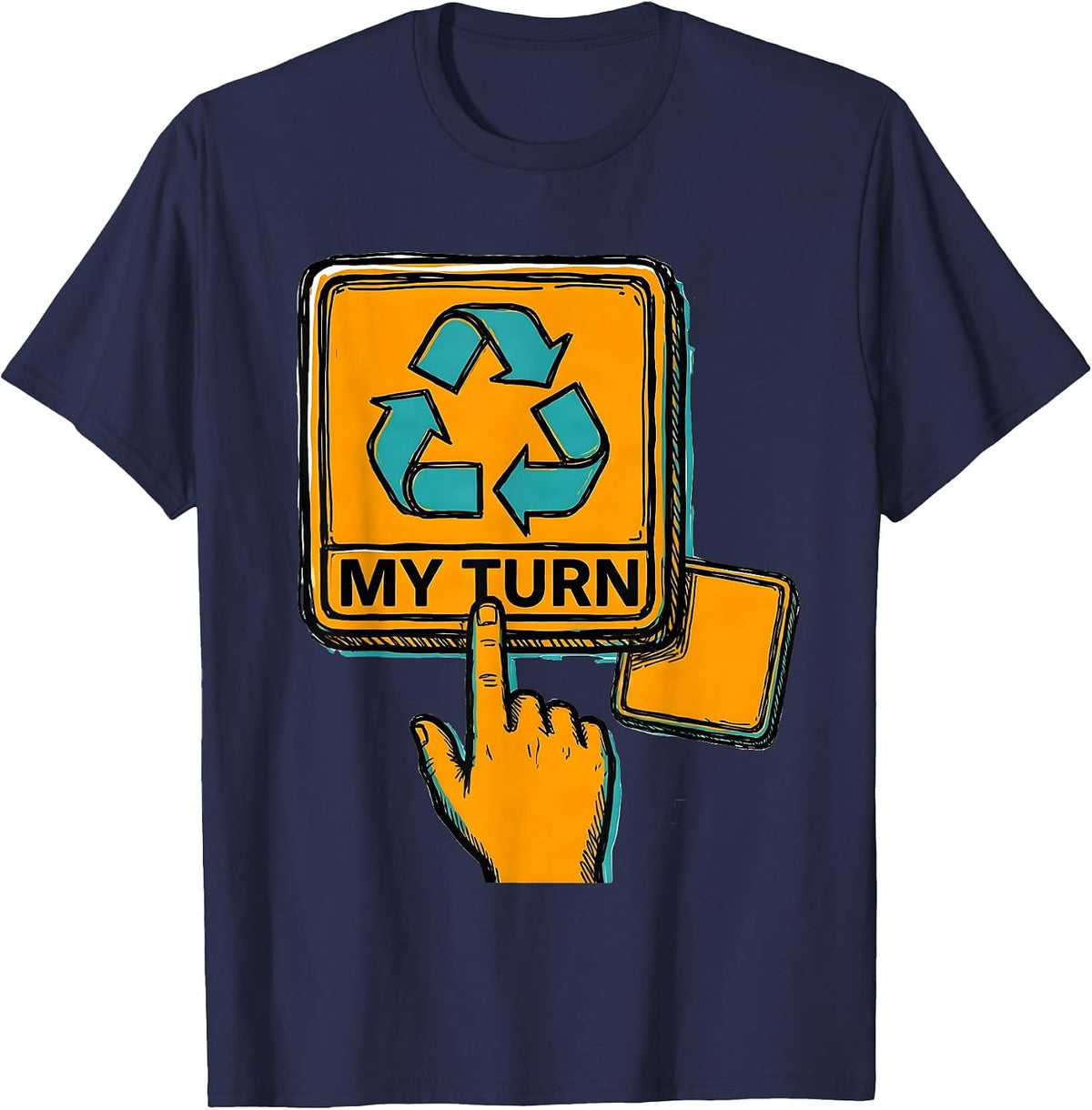 My Turn Supportive AAC SLP SPED Teacher Communication Humor T-Shirt - Navy Blue