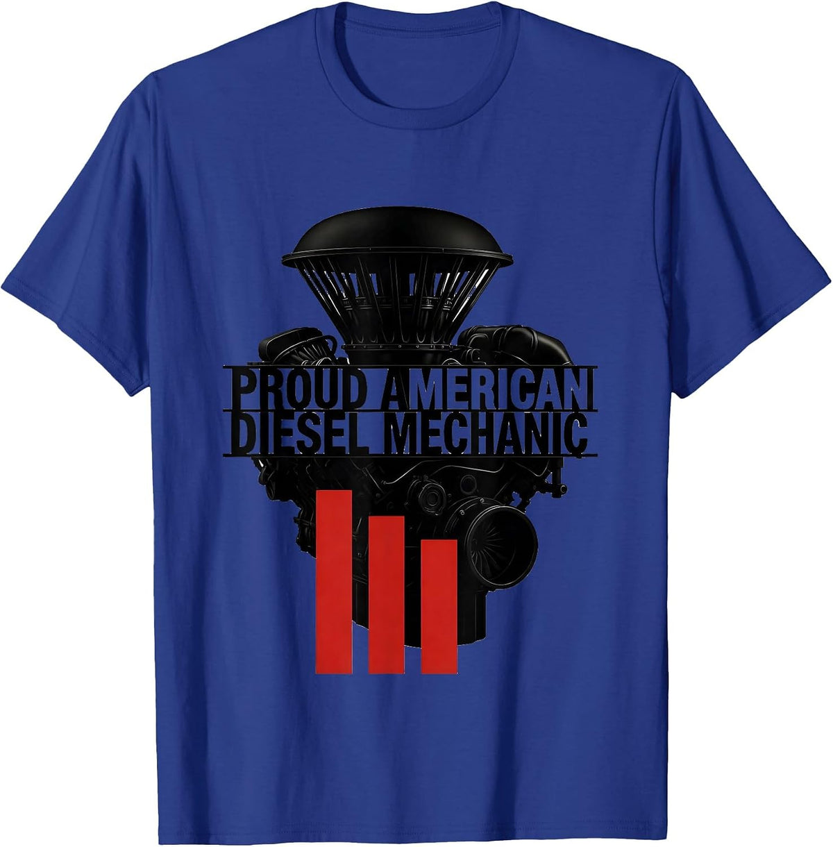 Proud American Diesel Mechanic Patriotic Mechanic USA Flag T-Shirt - Royal Blue