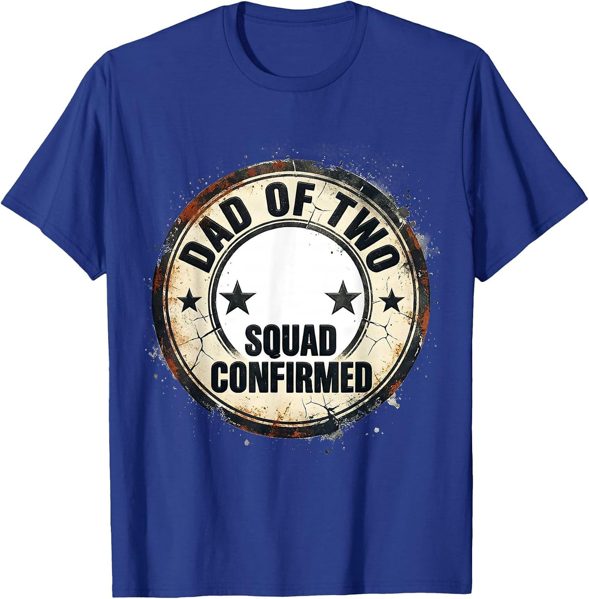 Men's Dad Of Two Squad Confirmed Distressed New Dad Gift T-Shirt - Royal Blue
