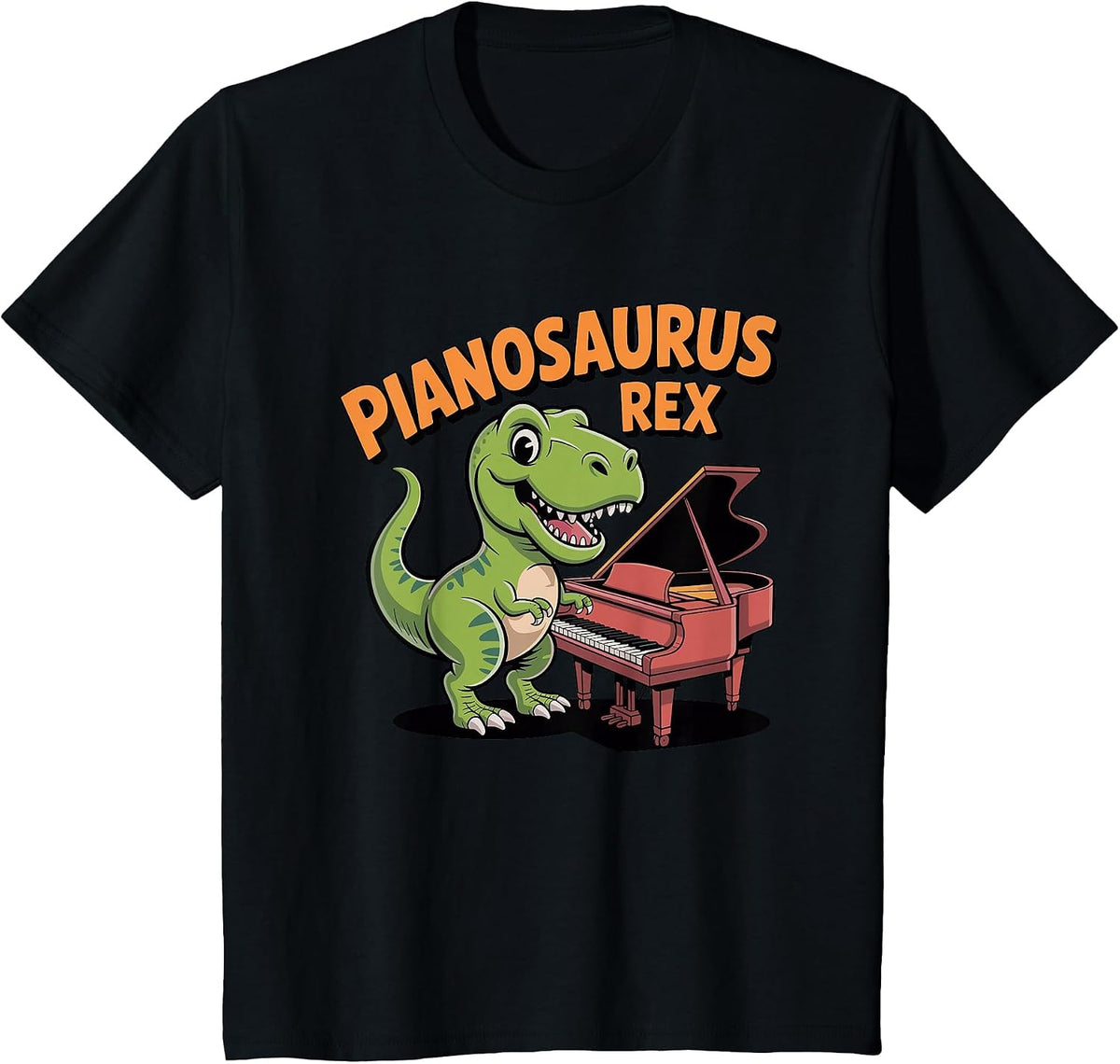 Pianosaurus Rex - Funny Dinosaur Piano Player Pianist Music T-Shirt - Black
