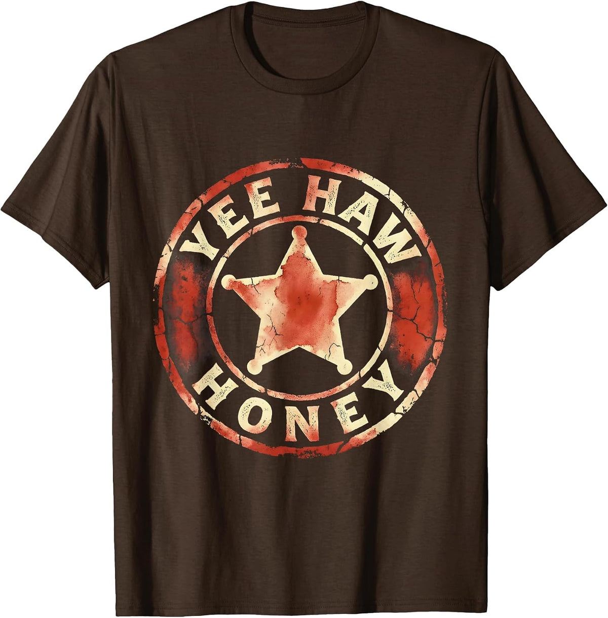 Yee Haw Honey White Cowgirl Graphic Design T-Shirt - Brown