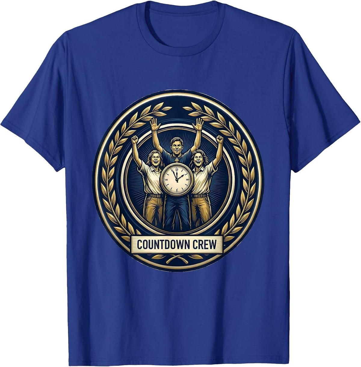 Countdown Crew Emblem Novelty Party Wear New Year Eve 2027 T-Shirt - Royal Blue