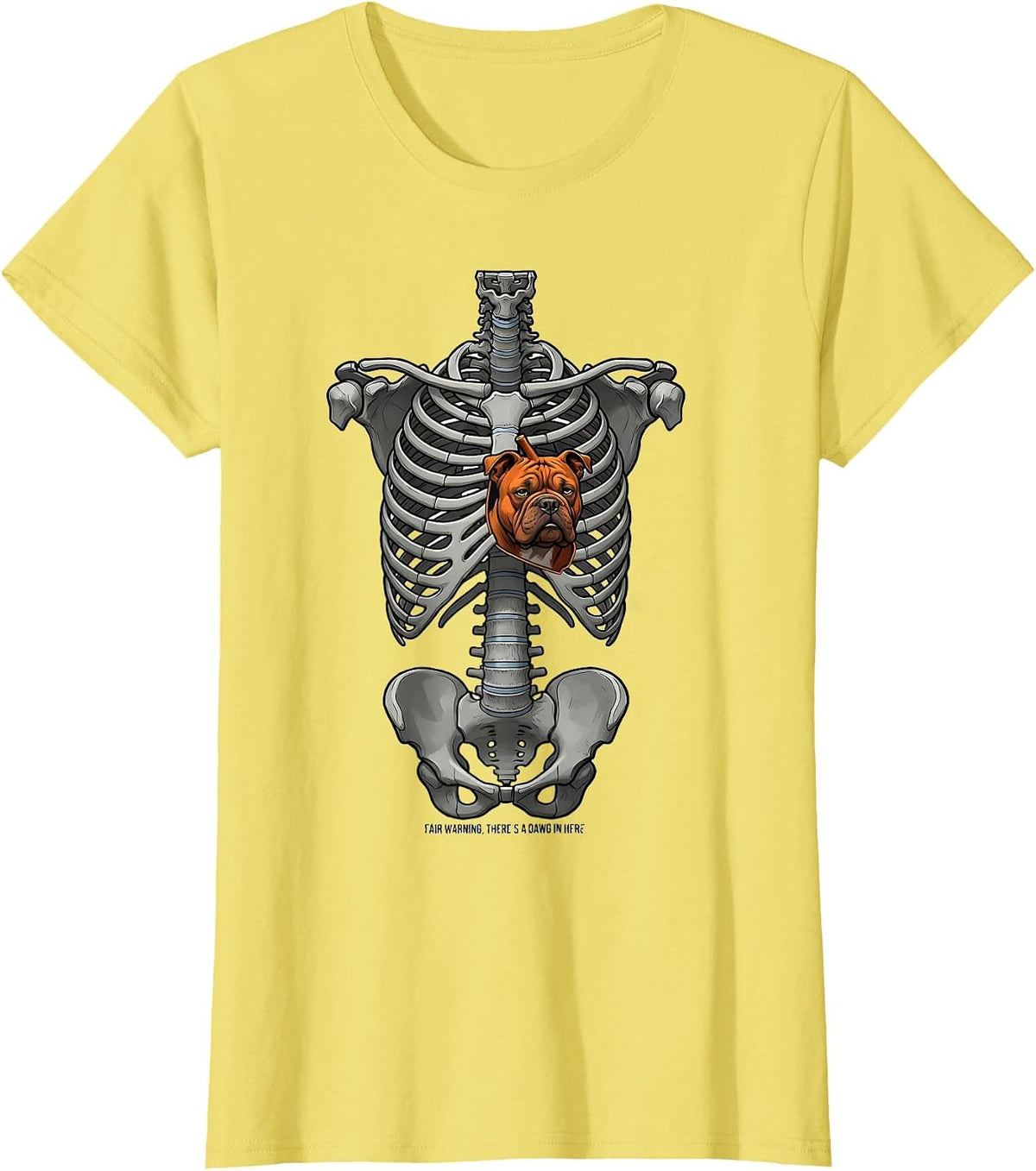 Fair Warning, There's A Dawg In Here Funny Pitbull Alpha T-Shirt - Lemon Yellow