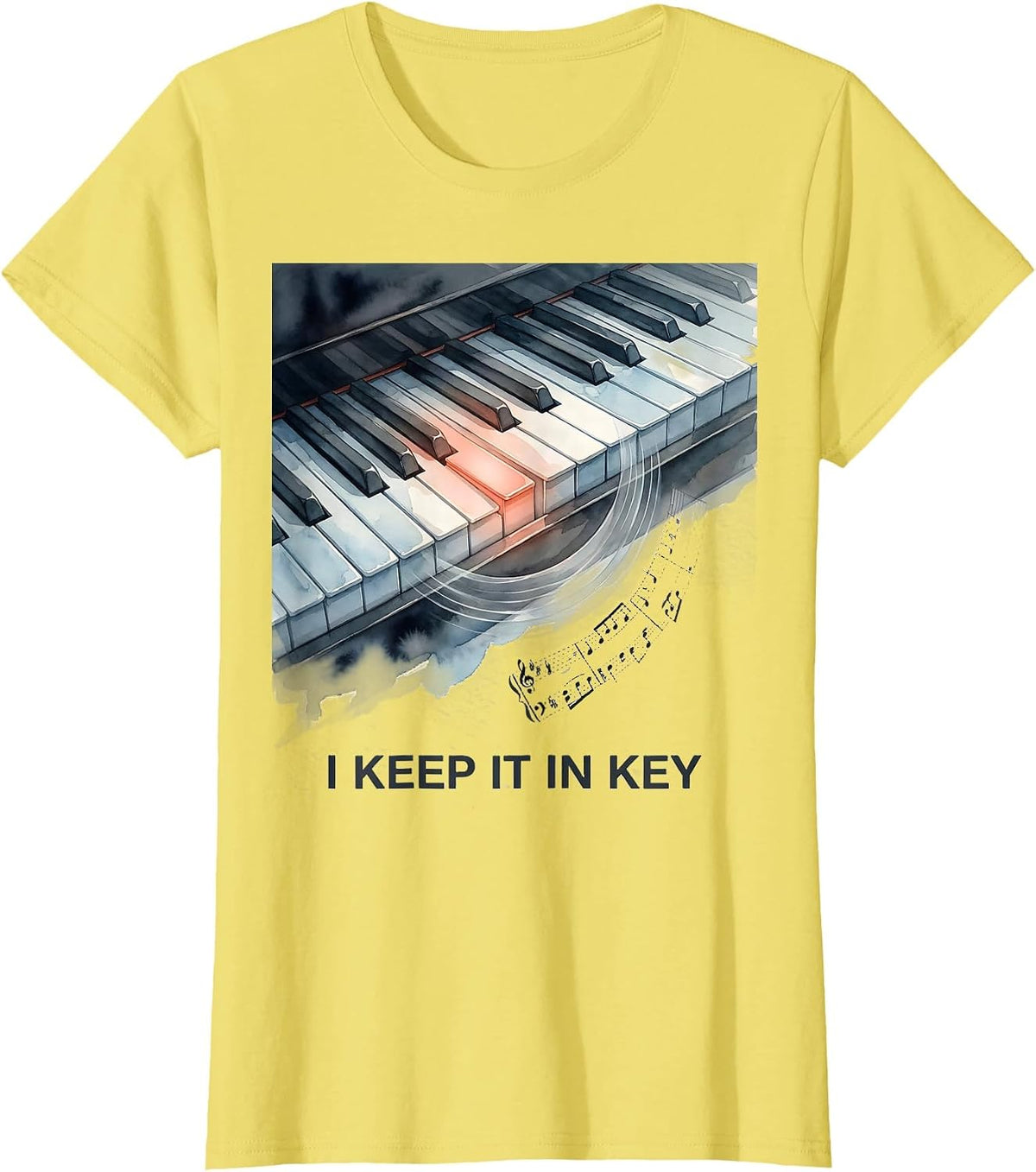Women's I Keep It In Key Funny Pianist Keyboard Player Gift Idea T-Shirt - Lemon Yellow