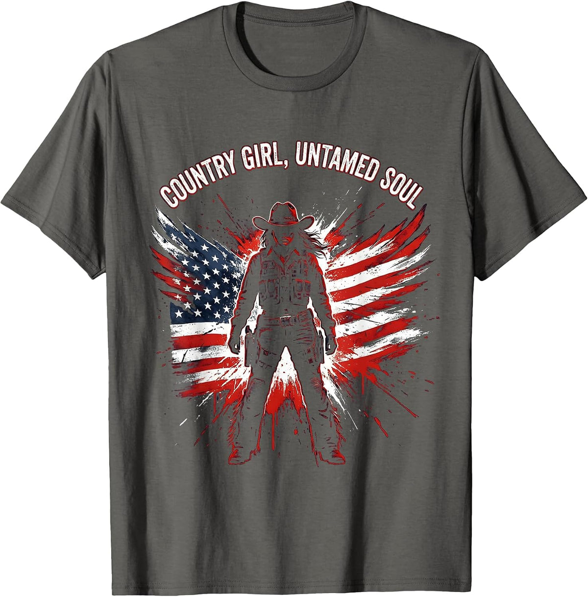 Country Girl Untamed Soul Cowboy Women Design T-Shirt - Asphalt Grey