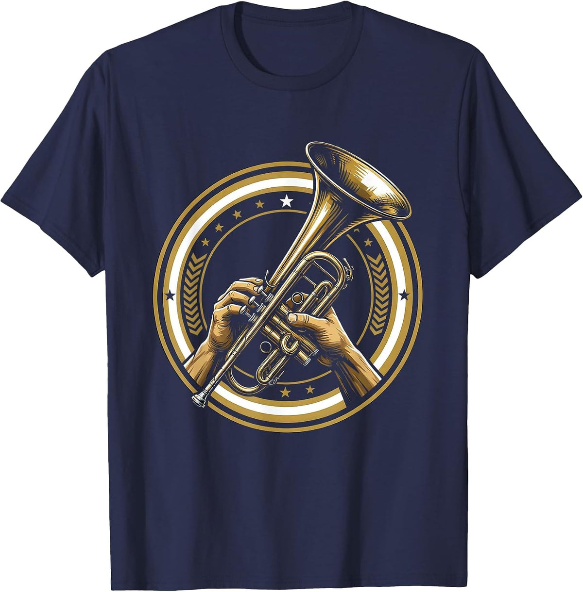 Band Mom Trumpet Polishing Graphic Design T-Shirt - Navy Blue