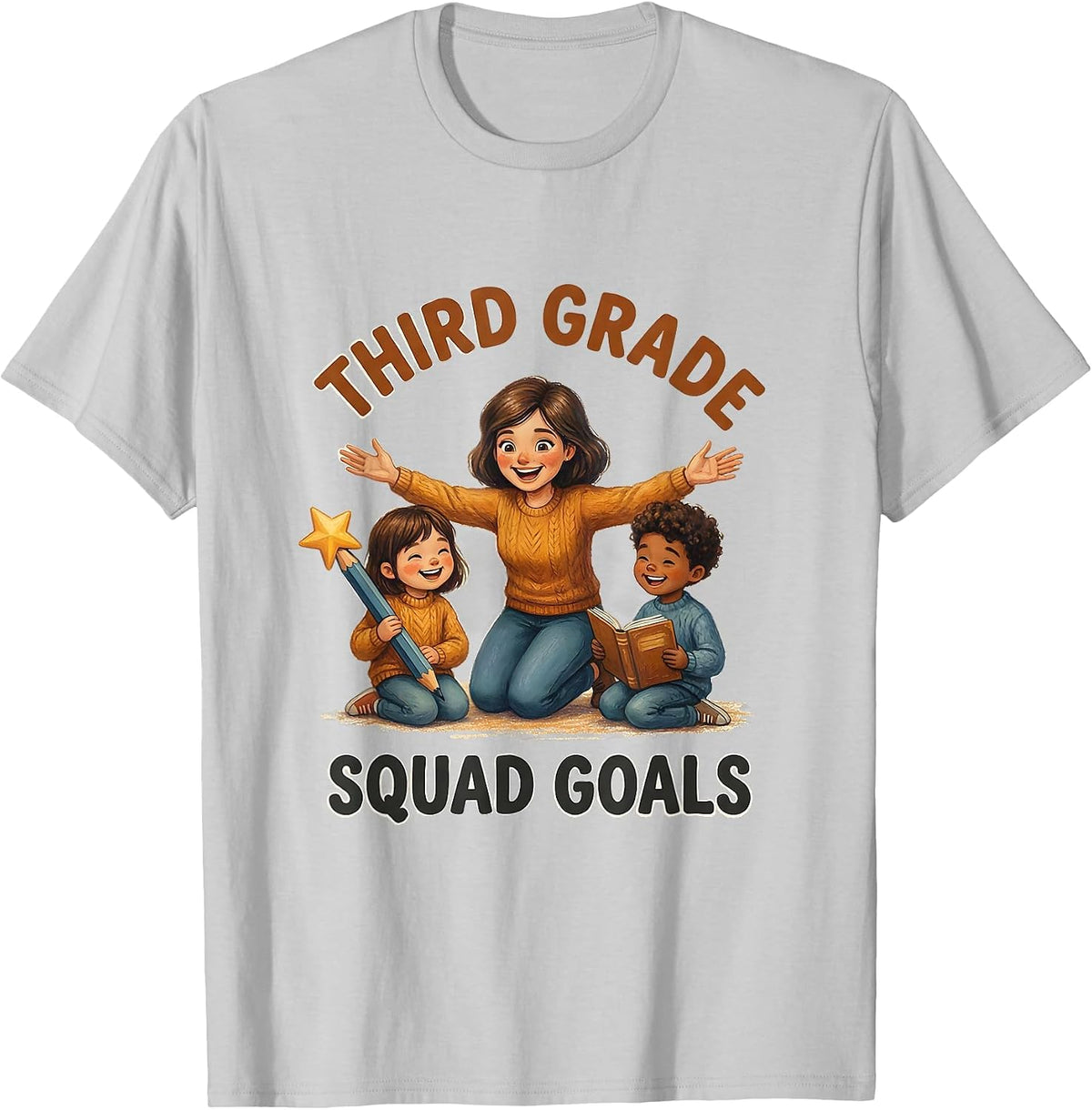 Men's Third Grade Squad Goals Teacher Design T-Shirt - Silver Grey