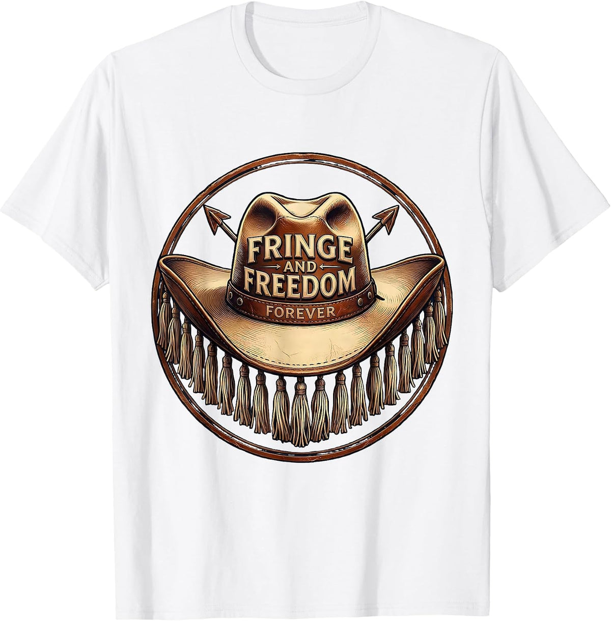 Men's Fringe and Freedom Forever Girls Western Design T-Shirt - White