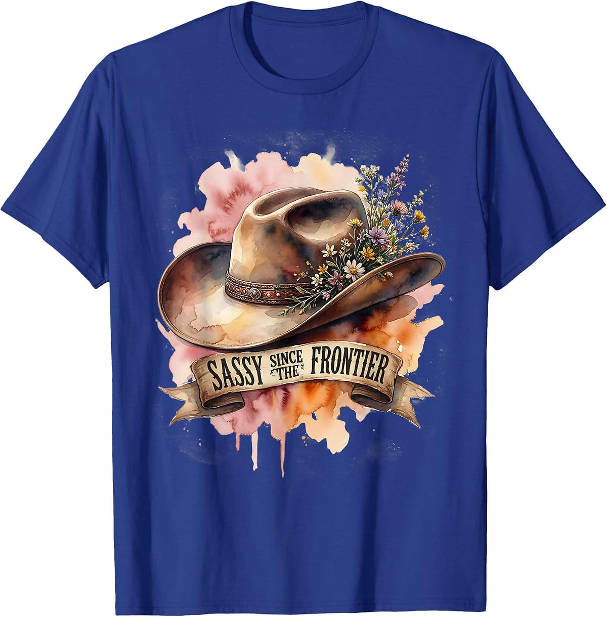 Sassy Since The Frontier Western Design T-Shirt - Royal Blue