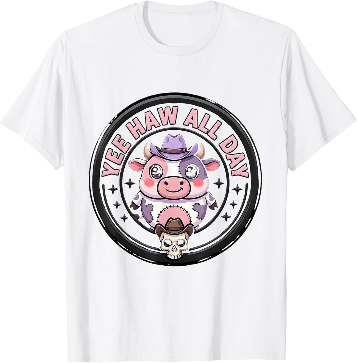 Men's Yee Haw All Day Cowgirl Graphic Design T-Shirt - White