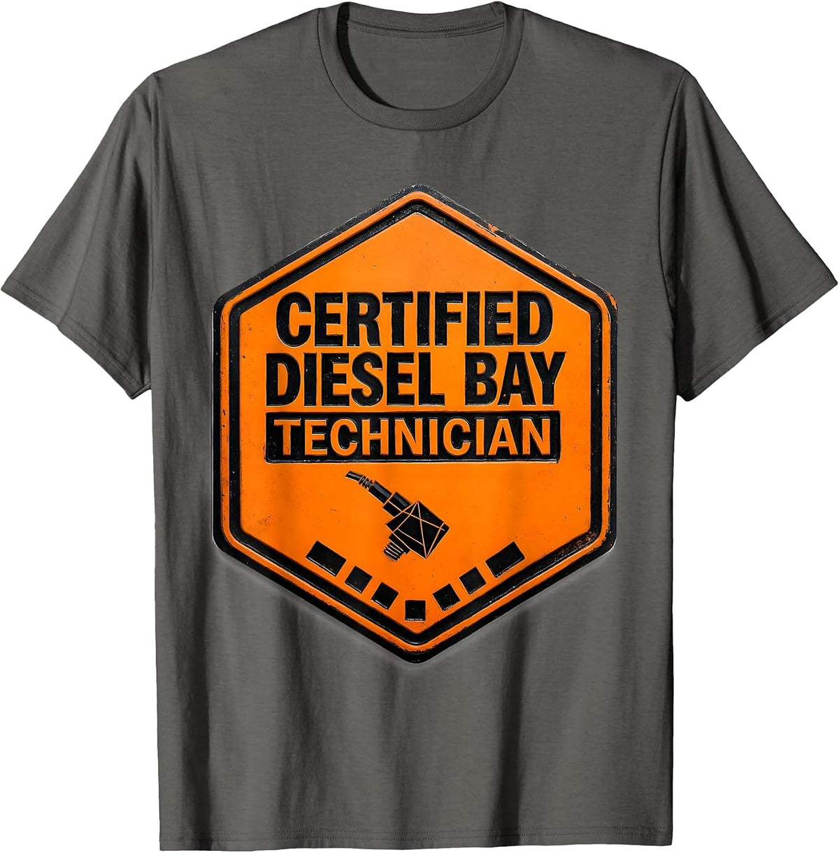 Certified Diesel Bay Technician Funny Car Guy Trucker T-Shirt - Asphalt Grey