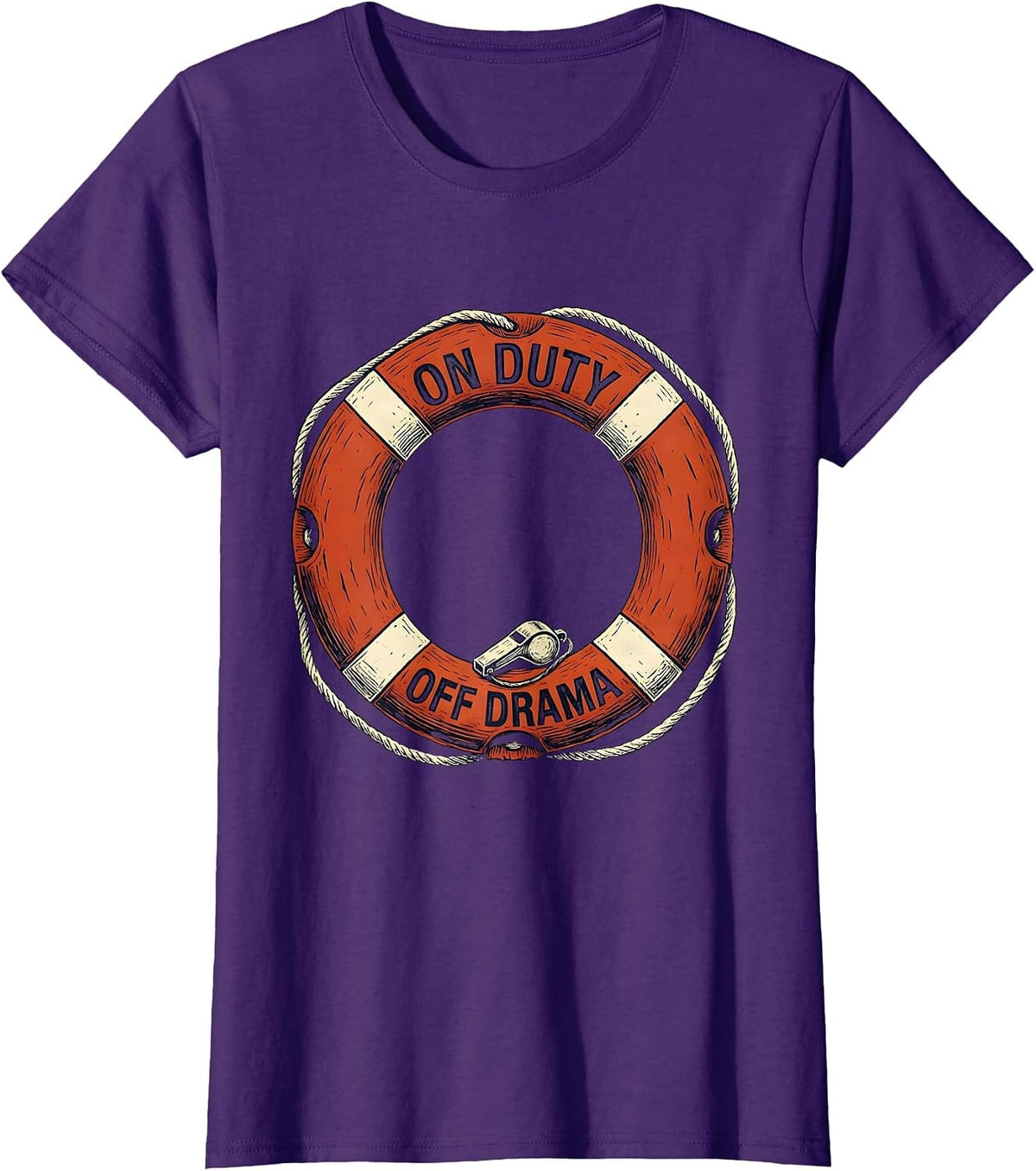 Women's Life Guard On Duty Off Drama Graphic Design T-Shirt - Purple