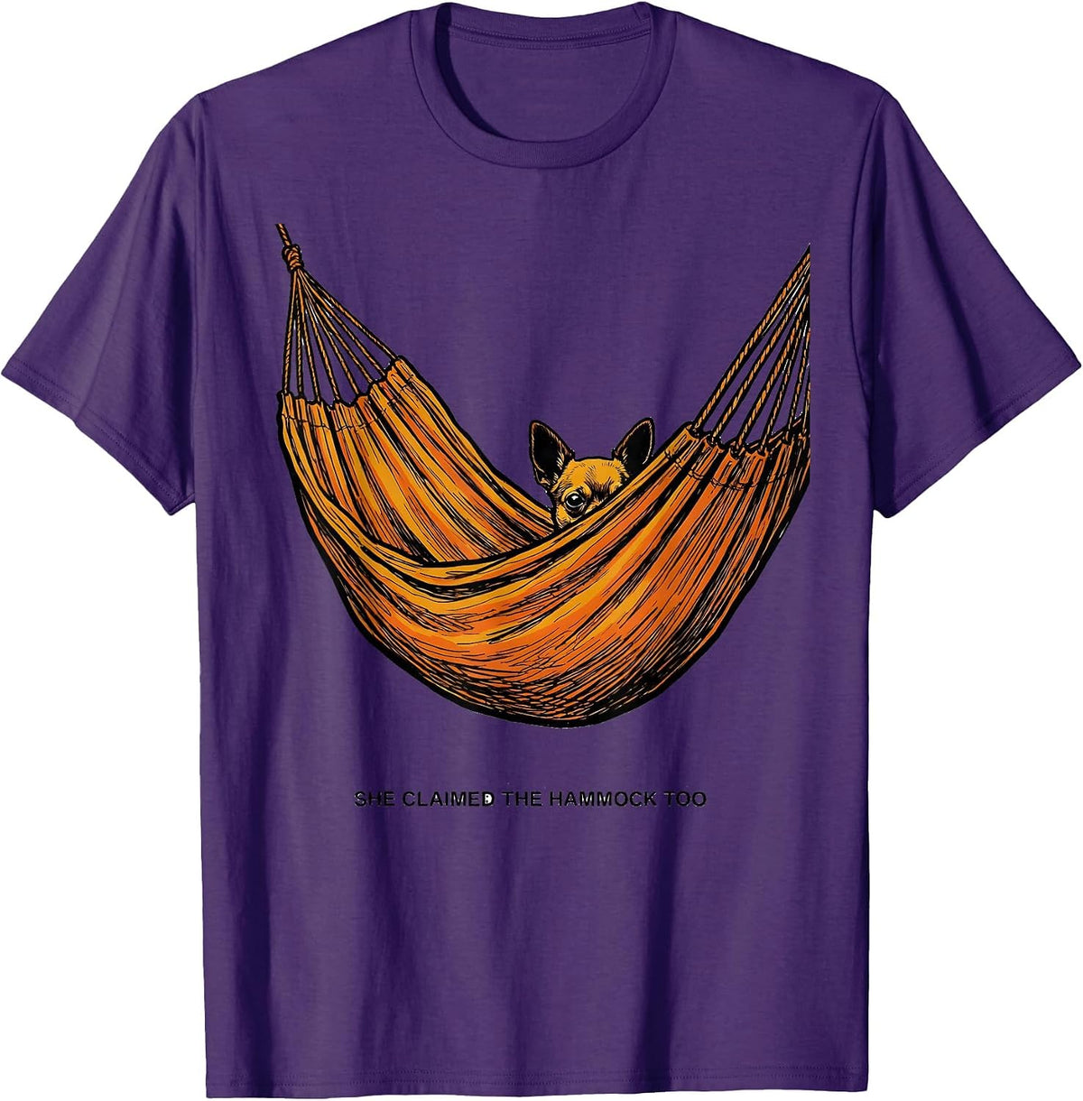 She Claimed The Hammock Too Funny Chihuahua Owner Dog Lover T-Shirt - Purple