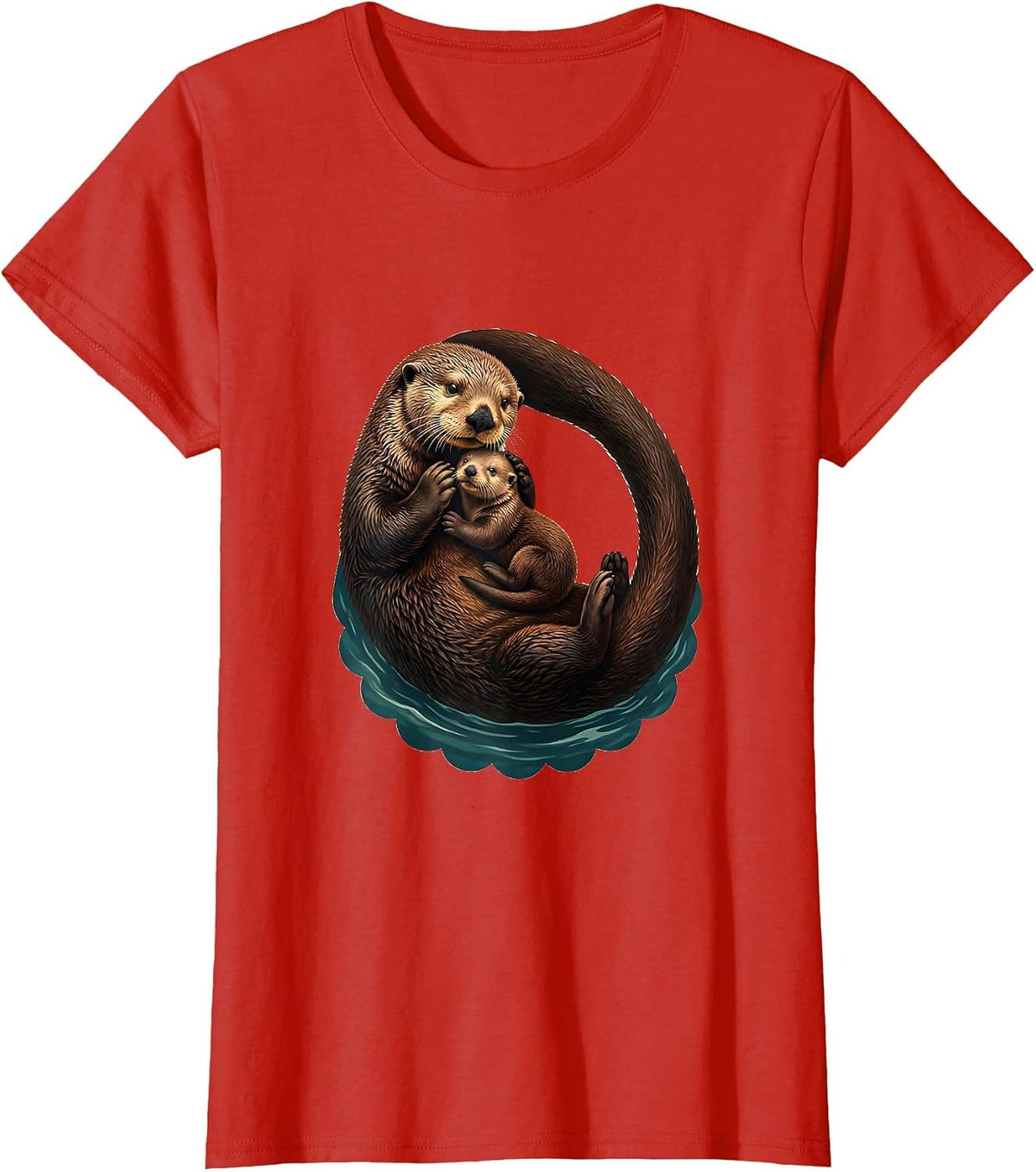 Women's Belly-Up Sea Otter Vintage Otter Lover Gift T-Shirt - Red