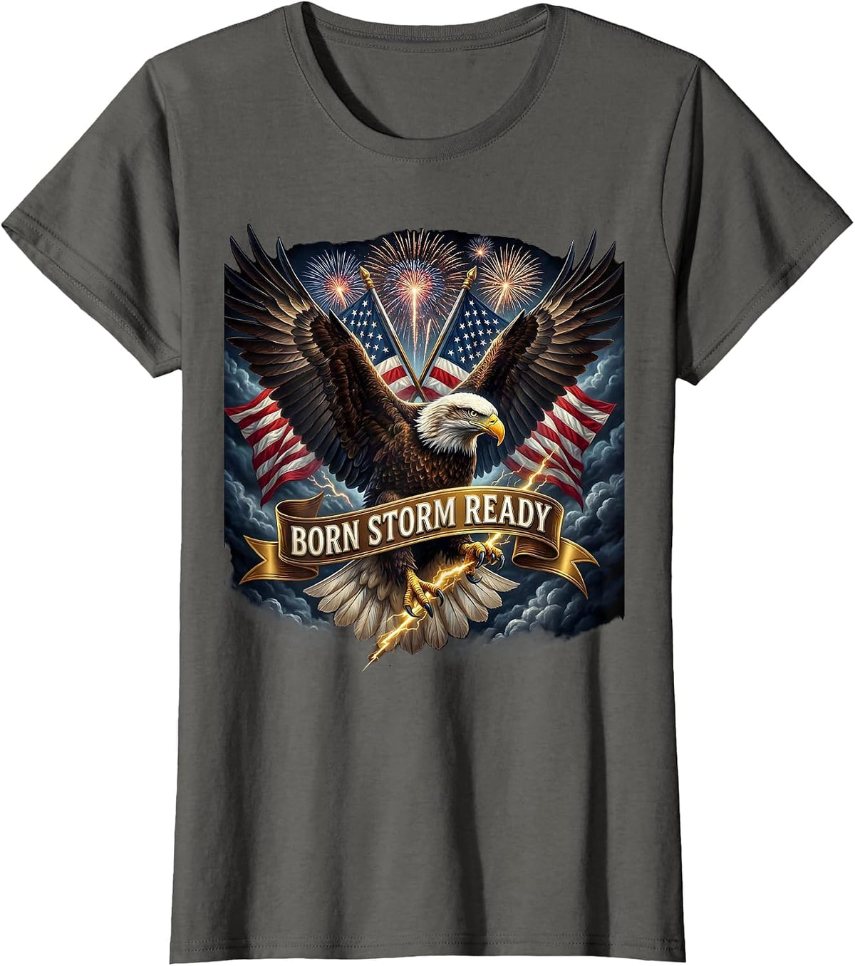 Women's Born Storm Ready Stronger Than The Storm Design T-Shirt - Asphalt Grey