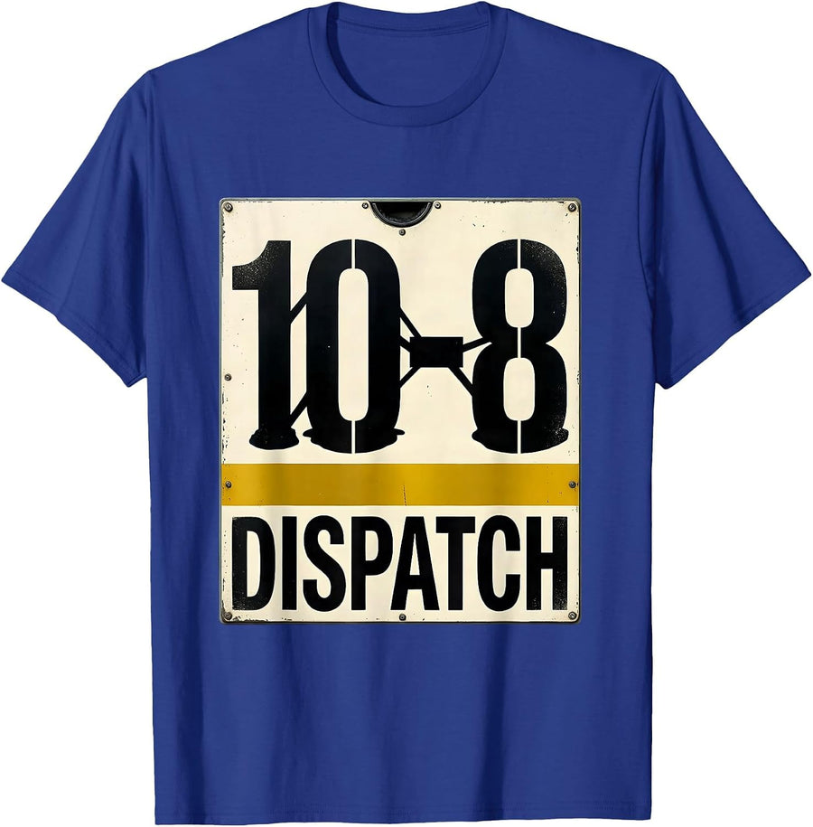 10-8 Dispatch Stencil Graphic 911 Dispatcher Tribute T-Shirt - Royal Blue