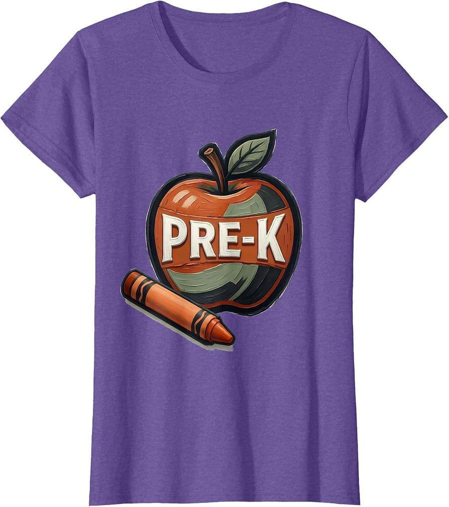 Pre-K Cute Elementary Teacher Back-To-School T-Shirt - Purple Heather