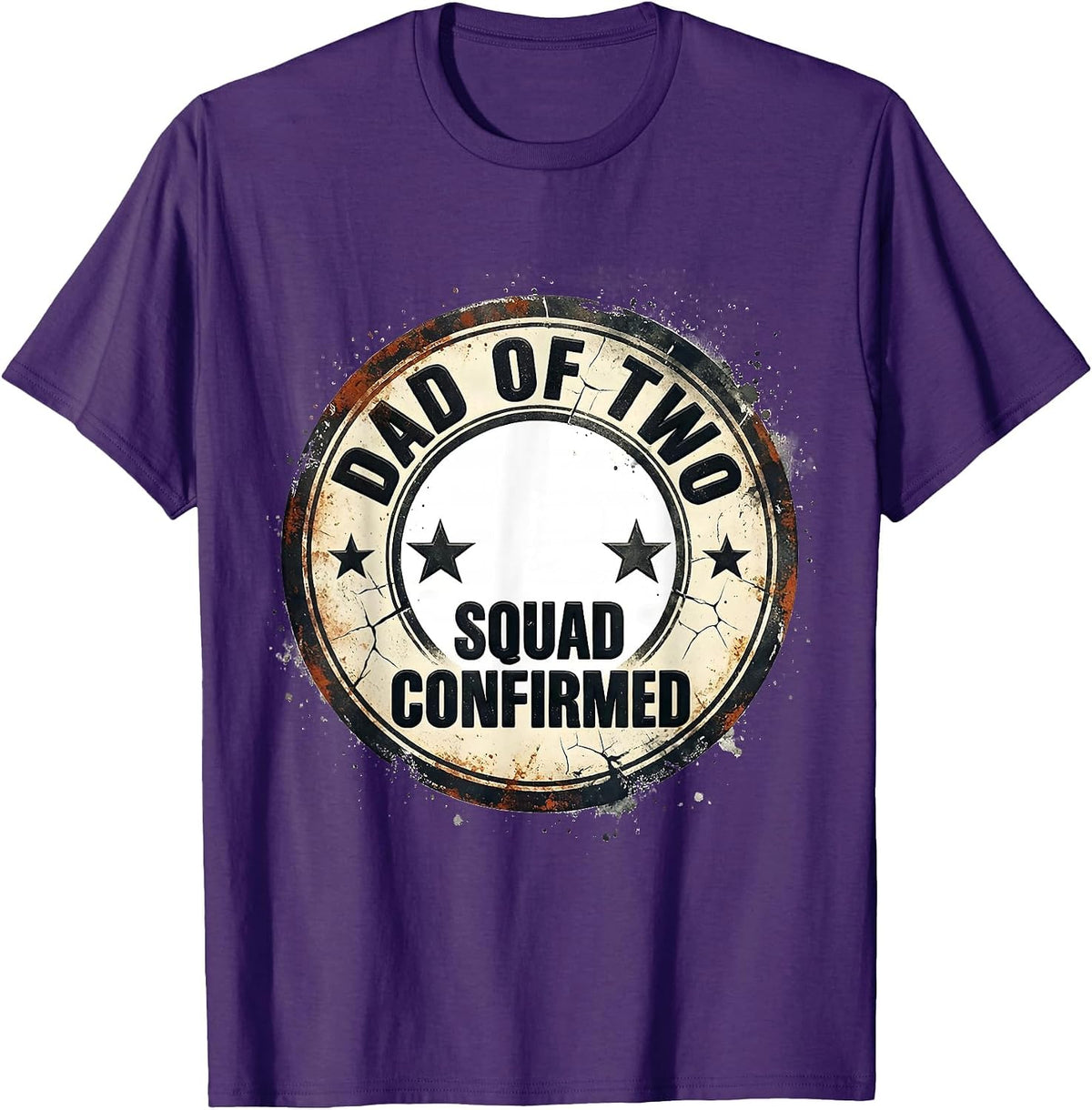 Men's Dad Of Two Squad Confirmed Distressed New Dad Gift T-Shirt - Purple