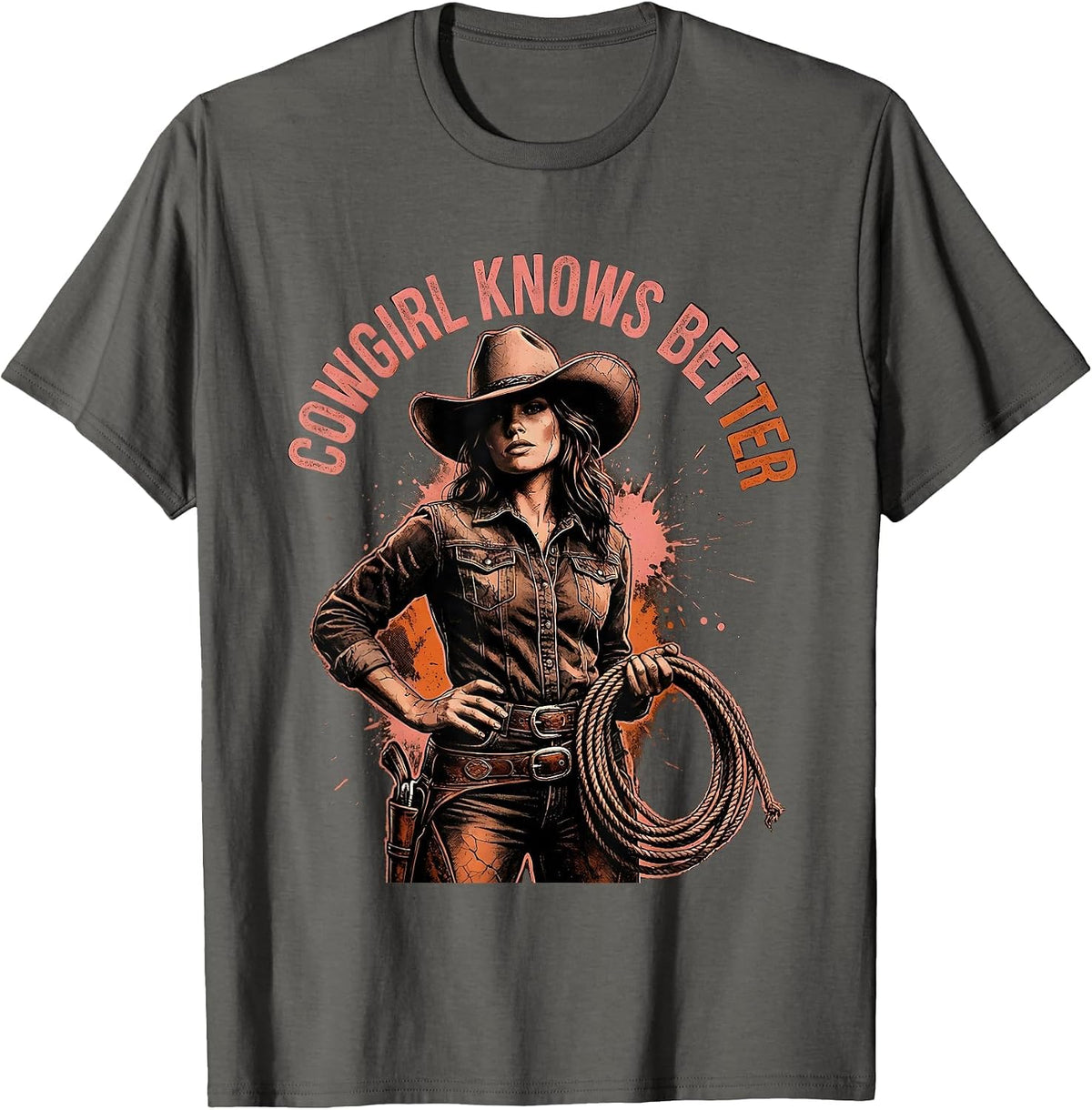 Men's Cowgirl Knows Better Save A Horse Ride A Cowboy T-Shirt - Asphalt Grey