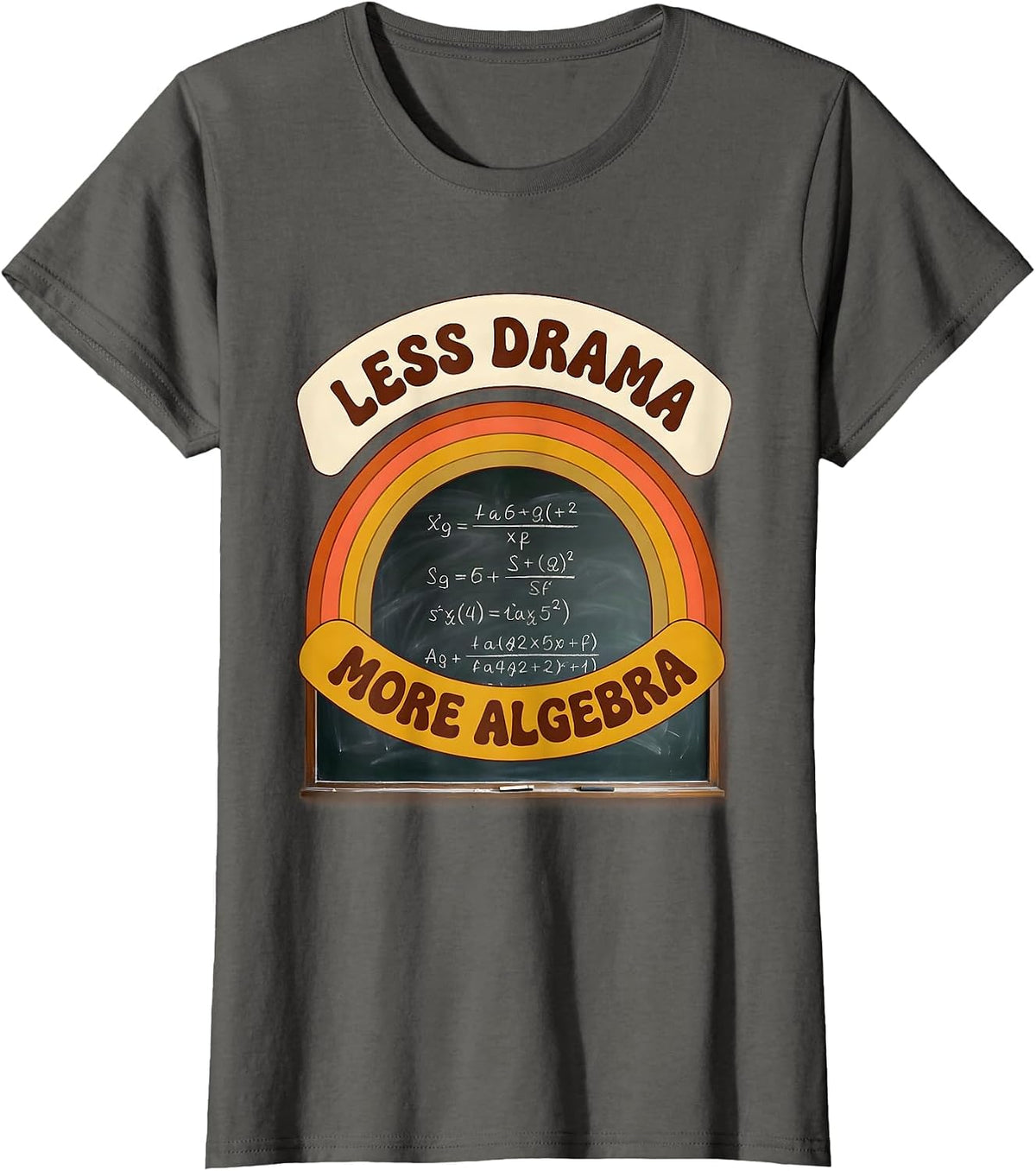 Women's Less Drama More Algebra Math Teacher Design T-Shirt - Asphalt Grey