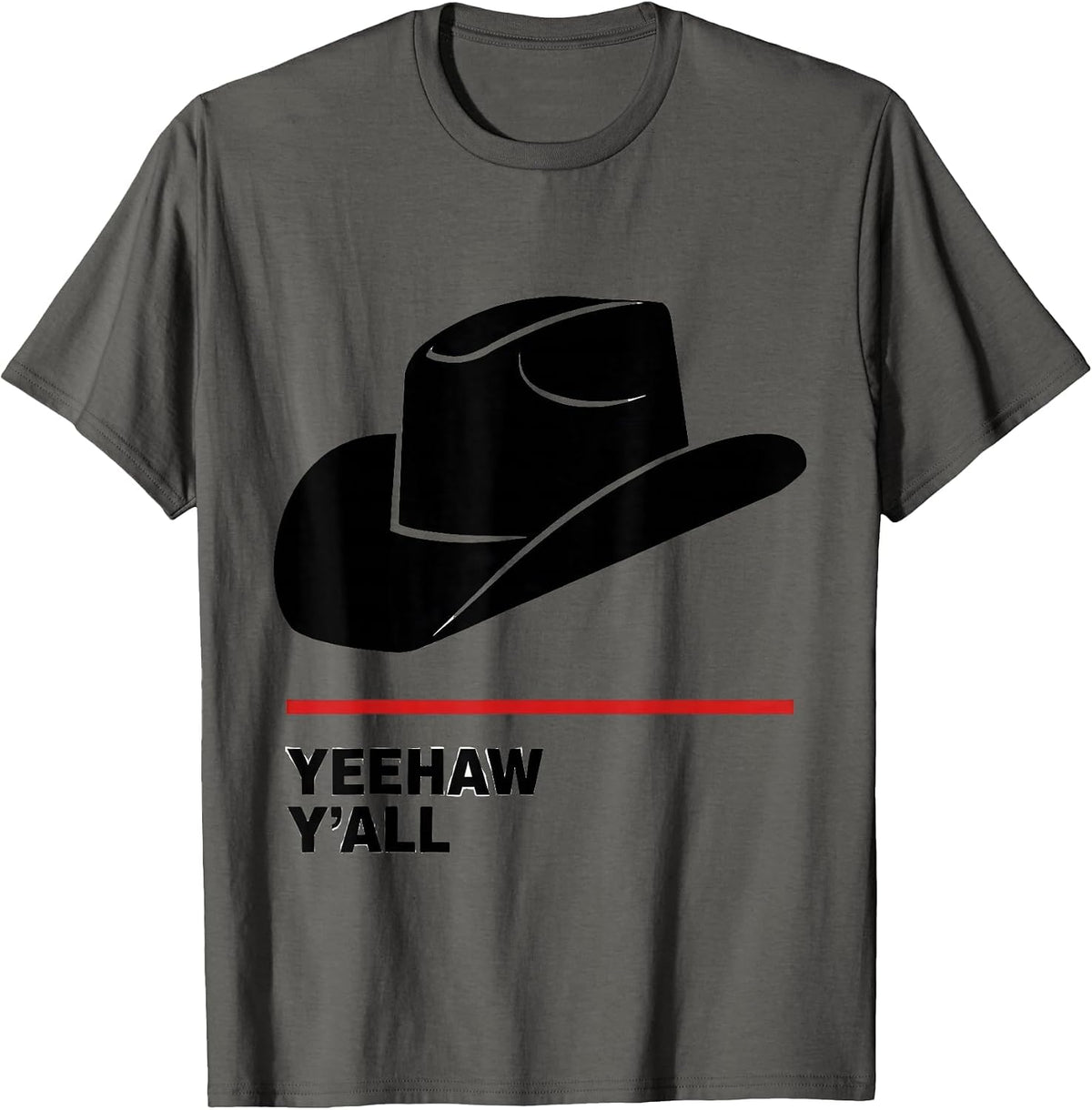 Yeehaw Y'all Cowgirl Western Graphic Design T-Shirt - Asphalt Grey