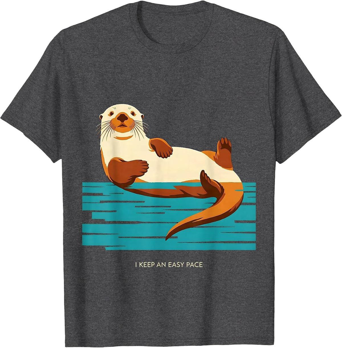 Men's I Keep An Easy Pace Funny Sea Otter Animal Lover Gift T-Shirt - Dark Heather Grey