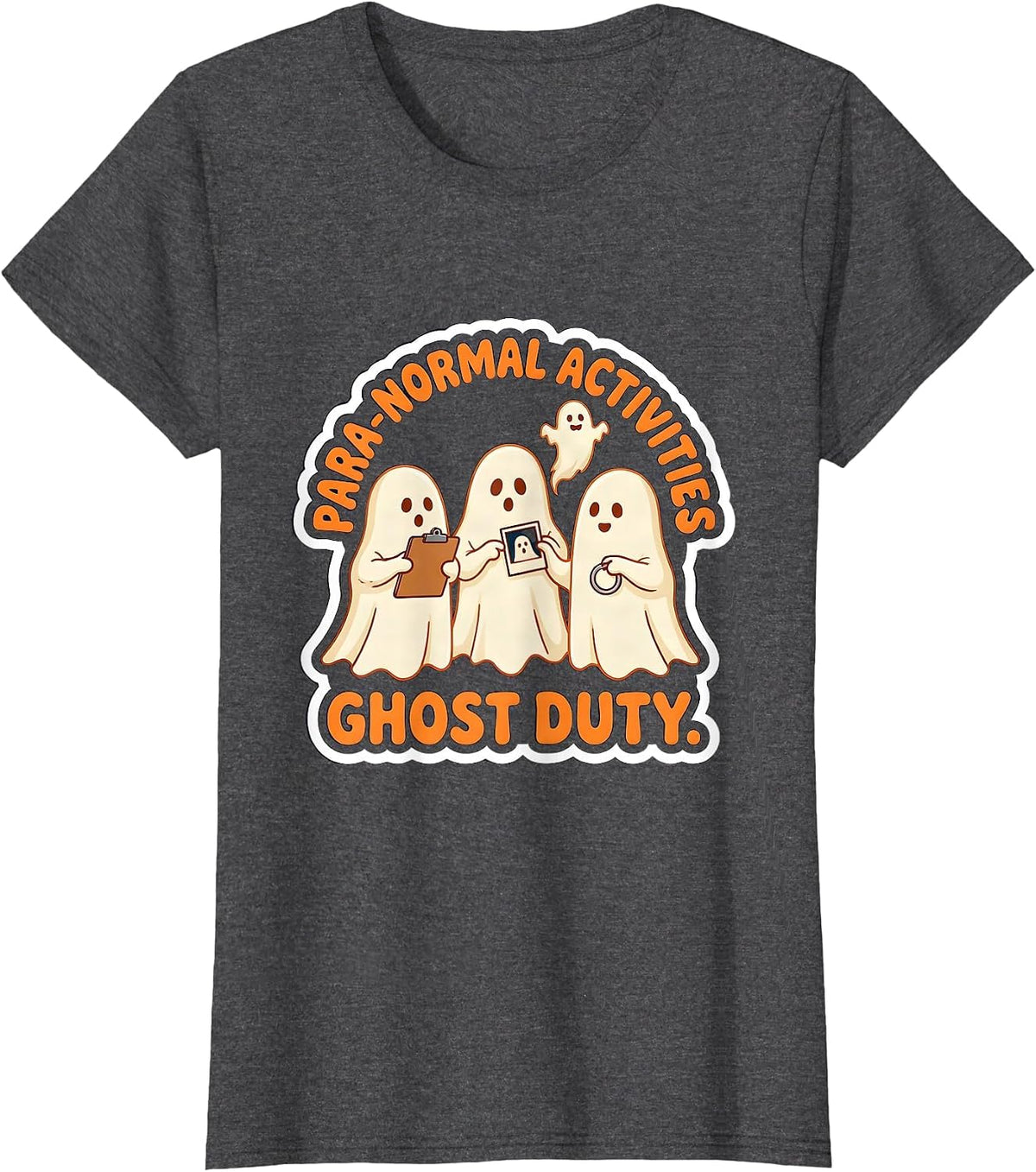 Women's Para-Normal Activities Ghost Duty Cute SPED Paraprofessional T-Shirt - Dark Heather Grey