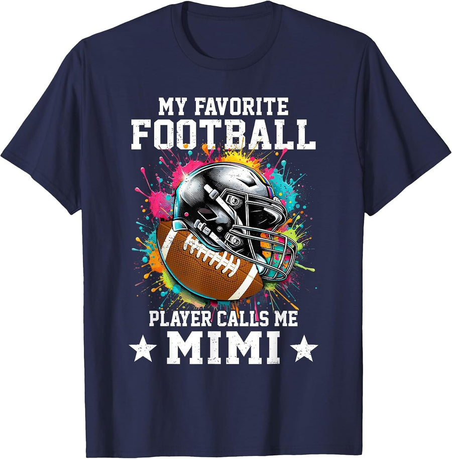 My Favorite Football Player Calls Me Mimi Mothers Day T-Shirt - Navy Blue