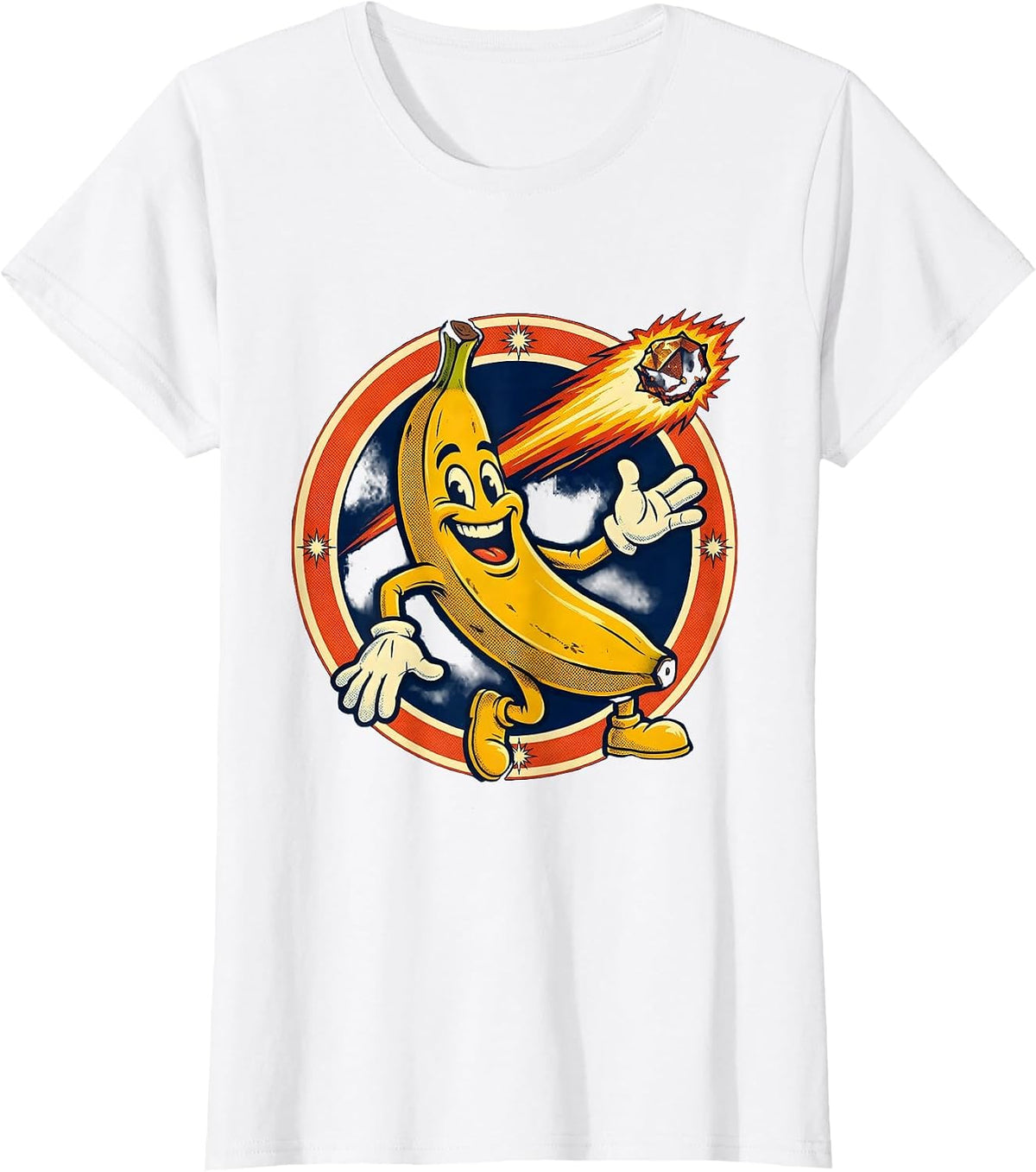 Banana Comet Blazing Across the Night Sky T-Shirt - White