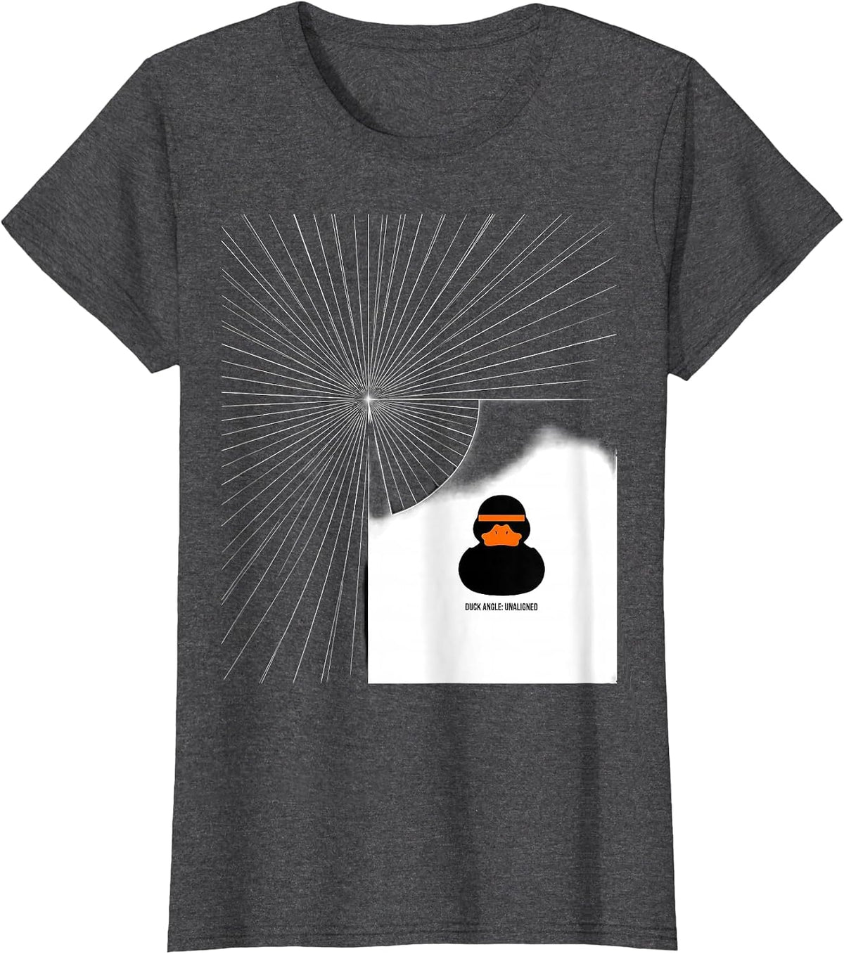 Women's Duck Angle: Unaligned Funny Duck Novelty Humor Gift T-Shirt - Dark Heather Grey
