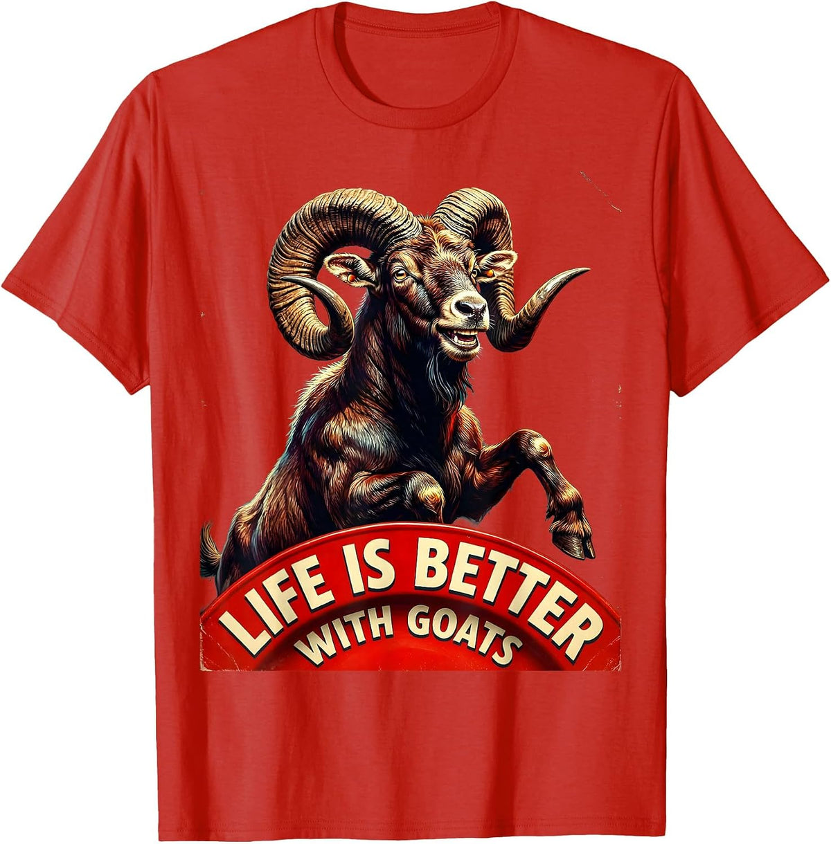 Men's Life Is Better With Goats Funny Goat Lover Design T-Shirt - Red