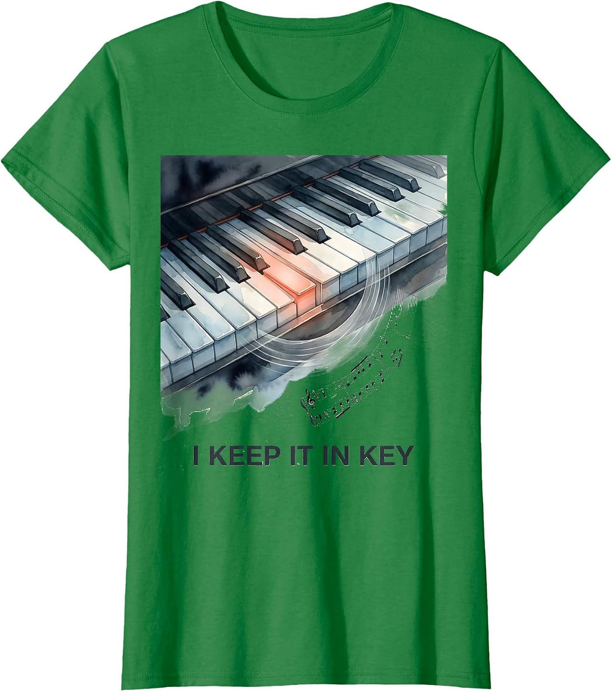 Women's I Keep It In Key Funny Pianist Keyboard Player Gift Idea T-Shirt - Kelly Green