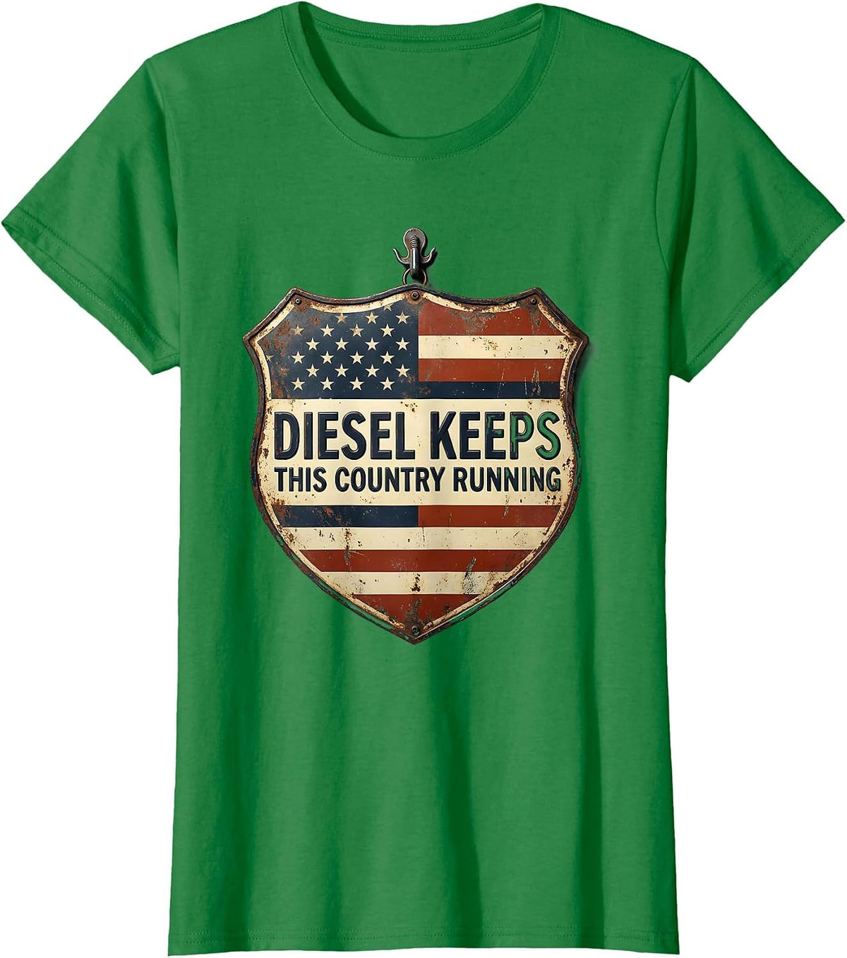 Diesel Keeps This Country Running Vintage Trucker American T-Shirt - Kelly Green