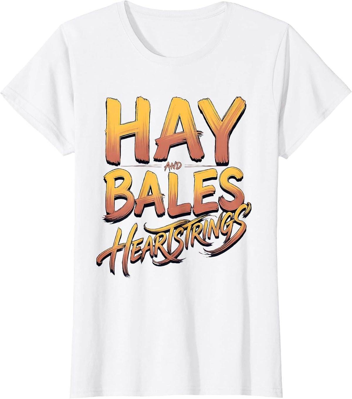 Hay Bales and Heartstrings Country Girl Design T-Shirt - White