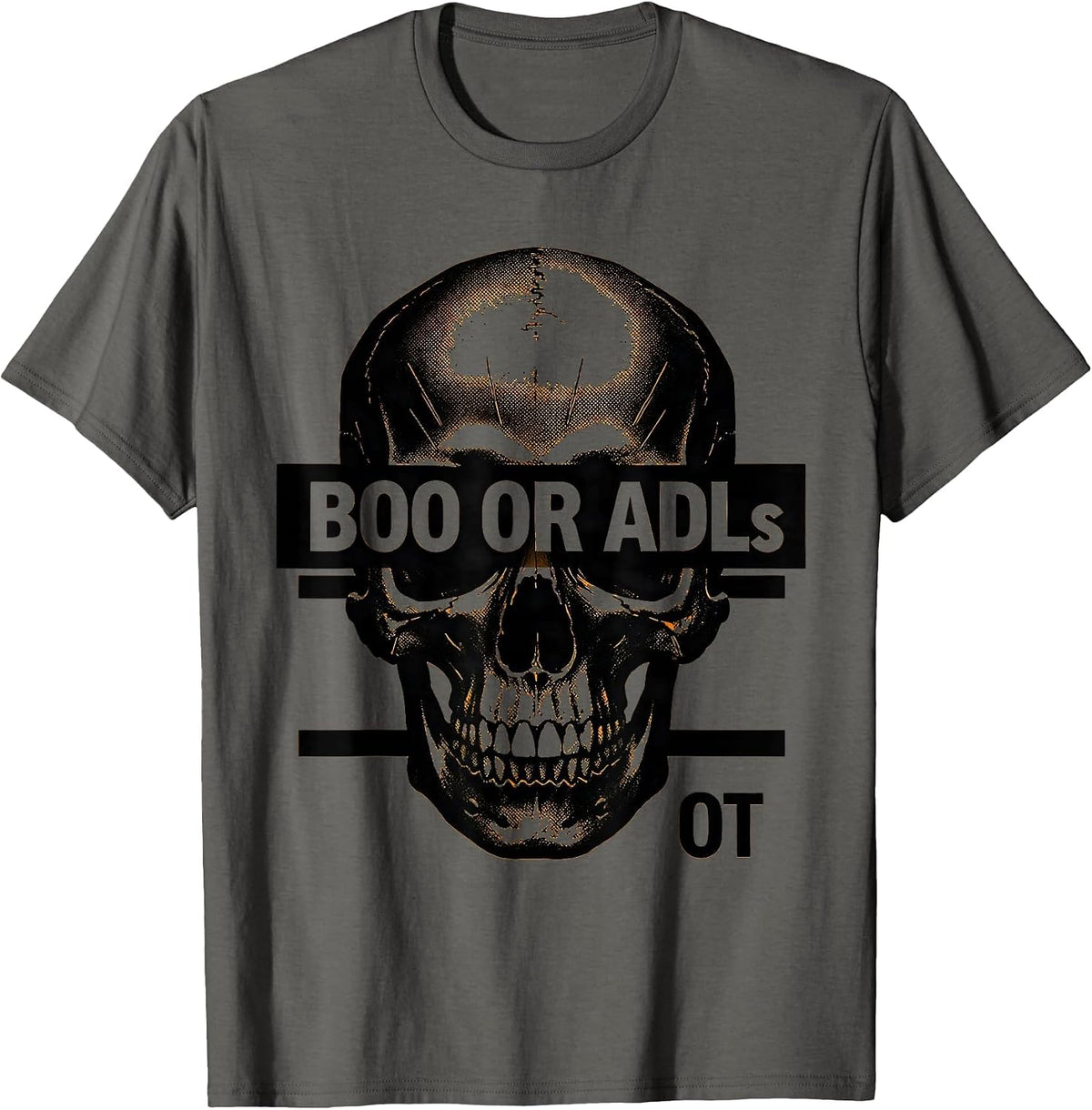 Men's Boo Or ADLs OT Funny Occupational Therapy Halloween Workwear T-Shirt - Asphalt Grey