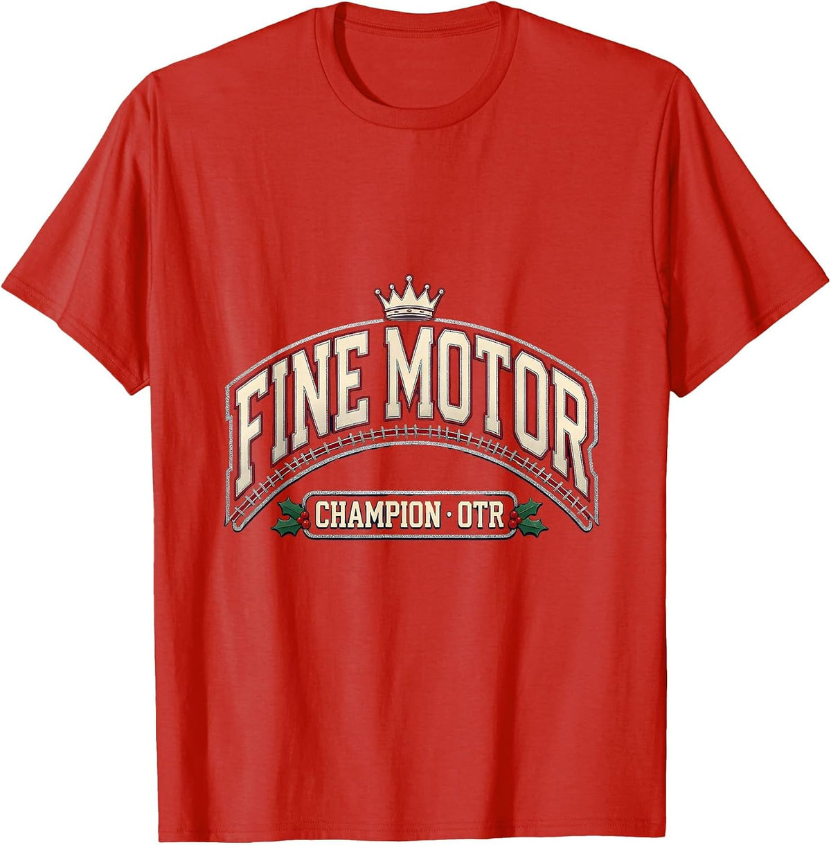 Men's Fine Motor Champion, OTR Sparkle Varsity Occupational T-Shirt - Red