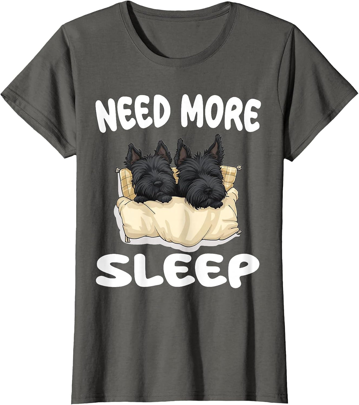 Cute Scottish Terrier Need More Sleep Pajamas Nightgown T-Shirt - Asphalt Grey