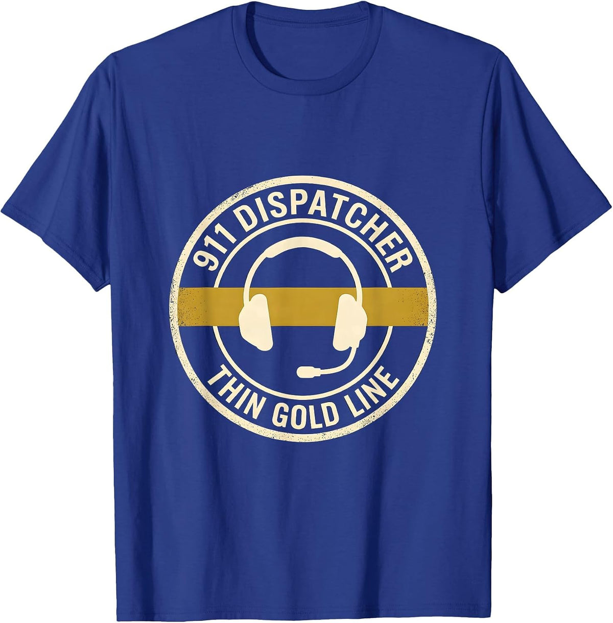 911 Dispatcher Thin Gold Line Tribute Emergency Services T-Shirt - Royal Blue
