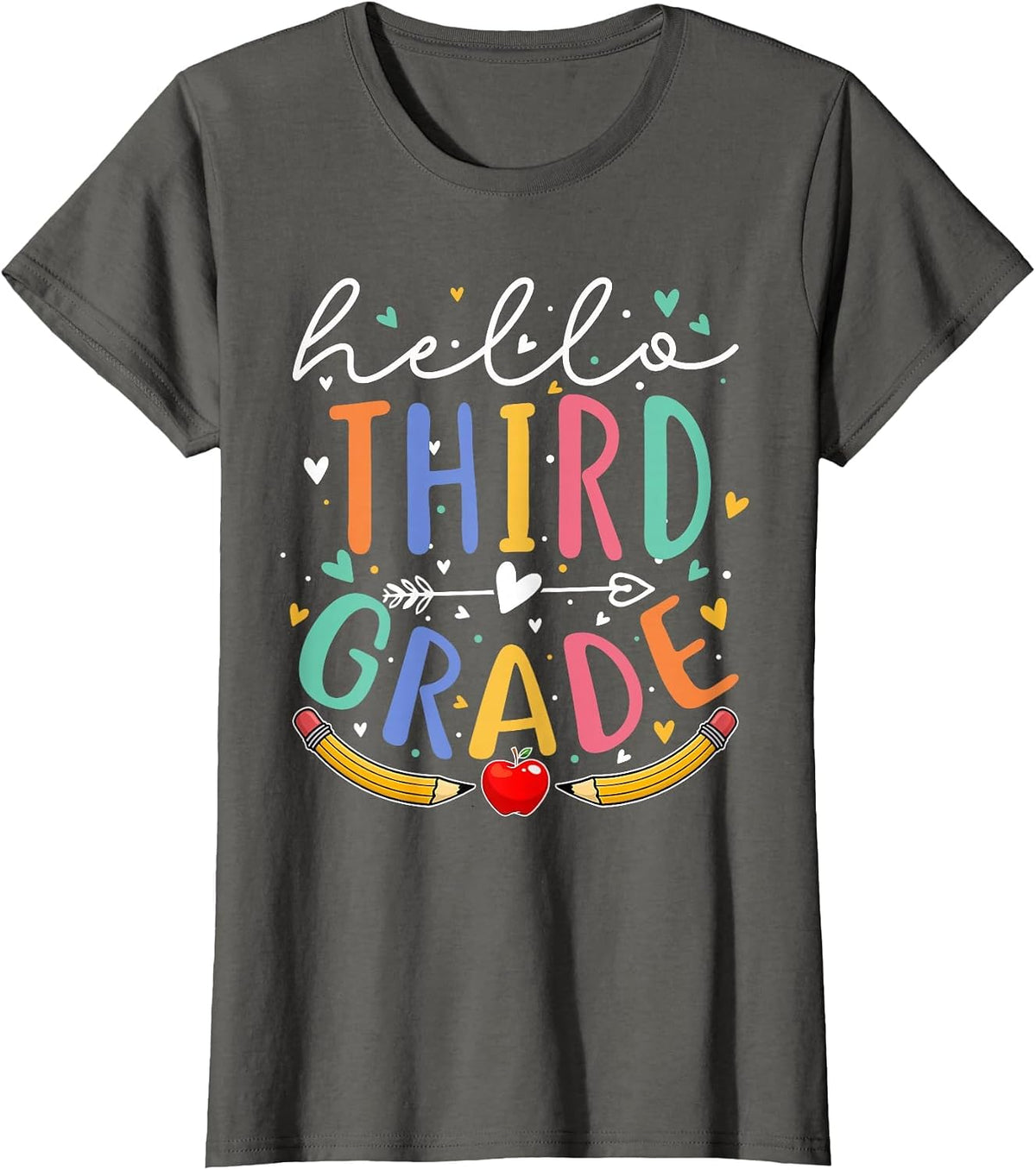 Hello 3rd Grade Tshirt Third Grade Back to School T-Shirt - Asphalt Grey
