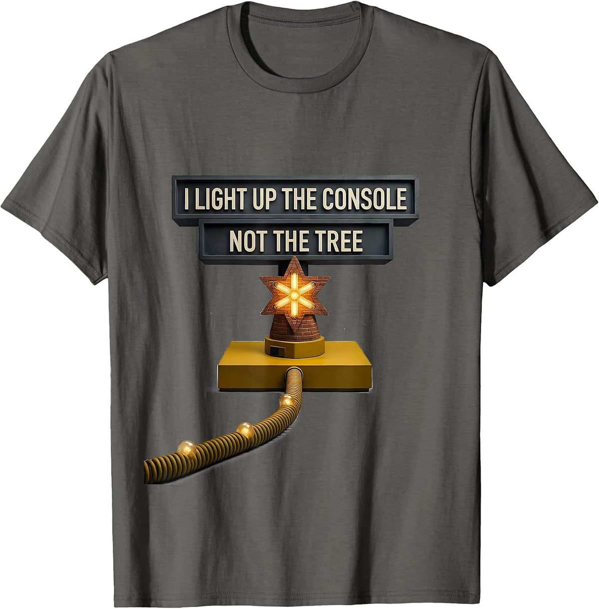 I Light Up The Console, Not The Tree Funny 911 Dispatcher T-Shirt - Asphalt Grey