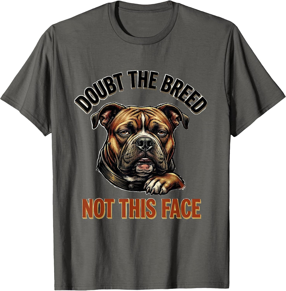 Doubt The Breed, Not This Face Funny Pitbull Dog Lover Owner T-Shirt - Asphalt Grey